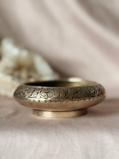 Vintage Brass + Enamel Trinket Bowl