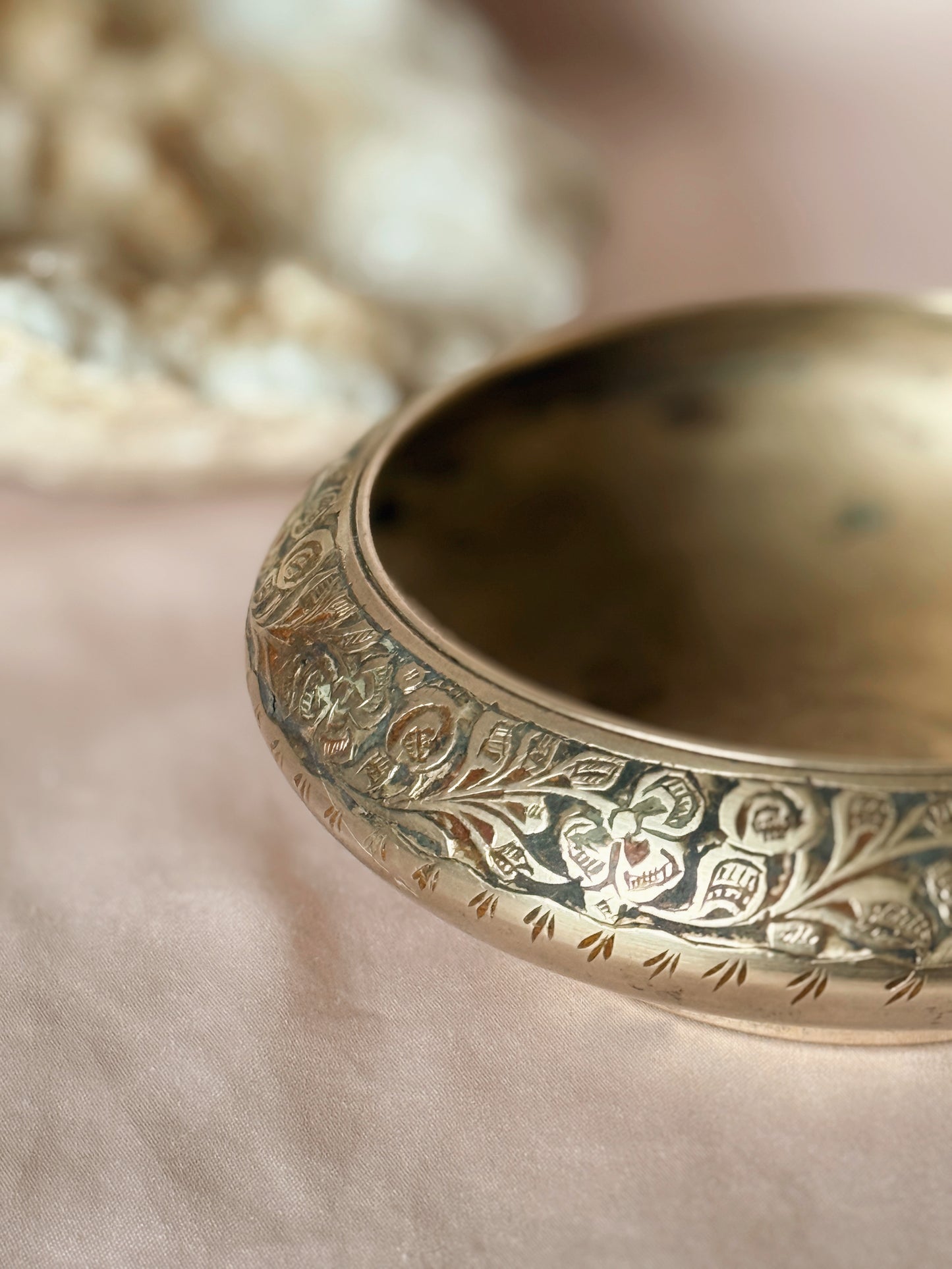 Vintage Brass + Enamel Trinket Bowl