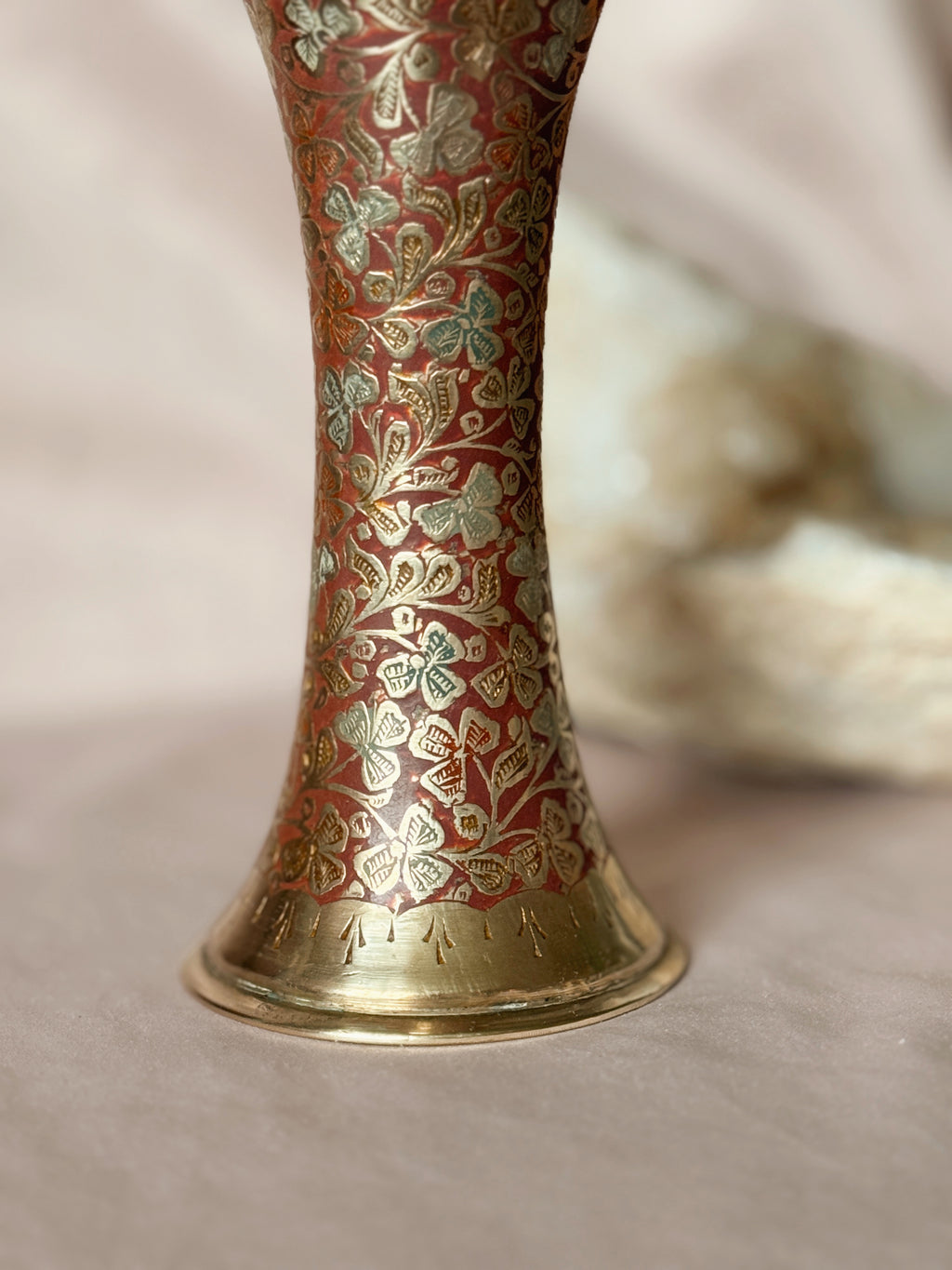 Vintage Brass + Enamel Vase