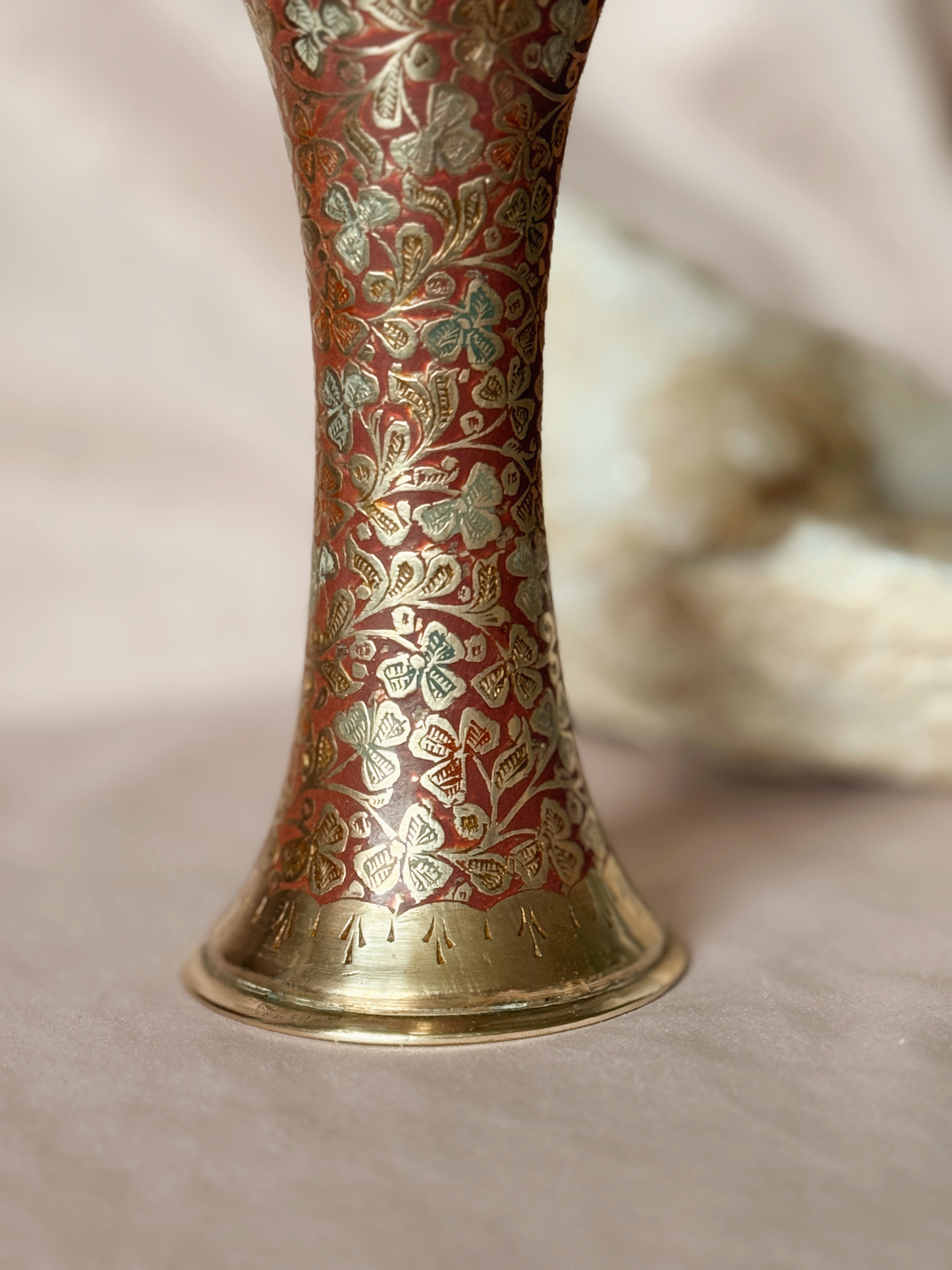 Vintage Brass + Enamel Vase