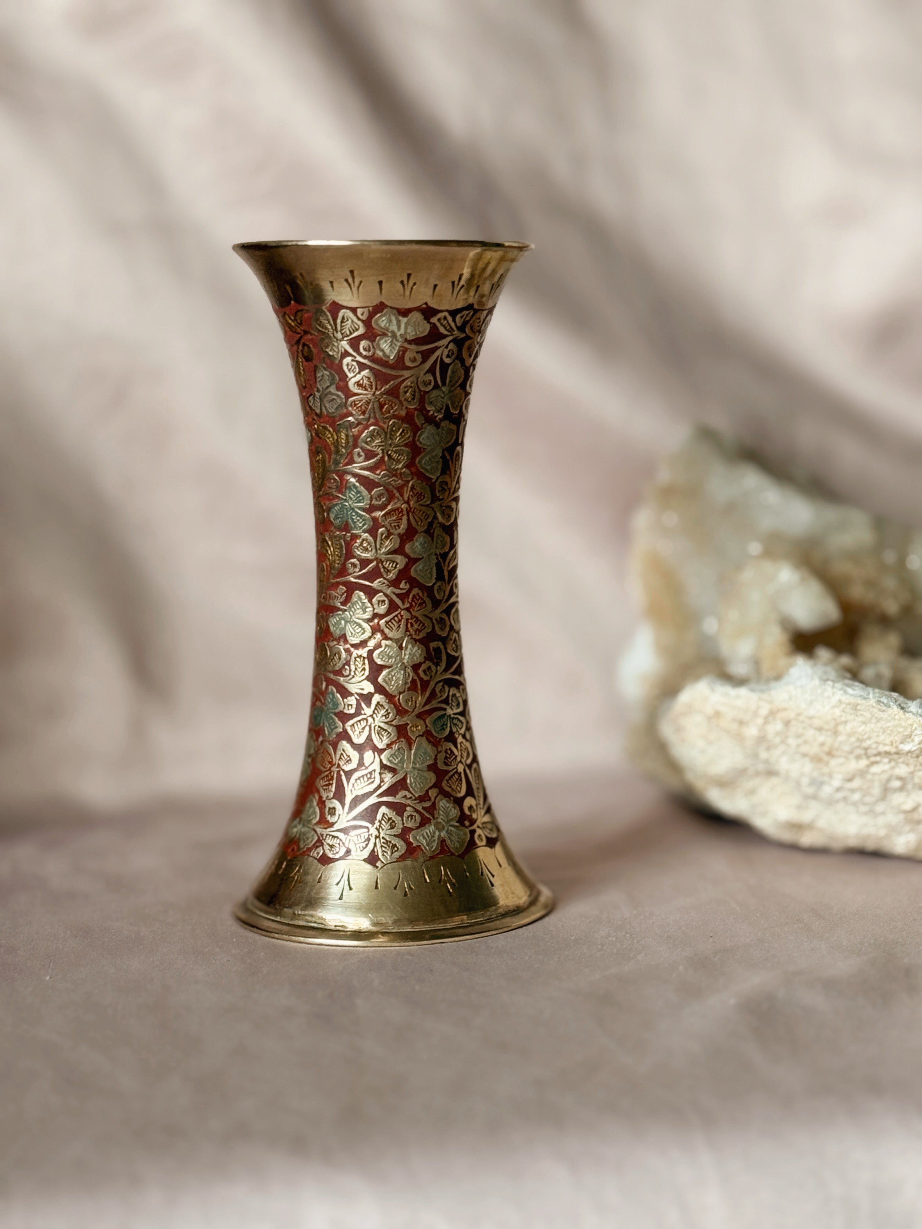 Vintage Brass + Enamel Vase