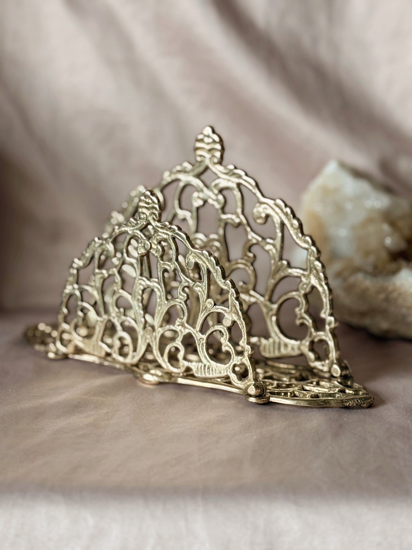 Vintage Brass Rococo Letter Rack