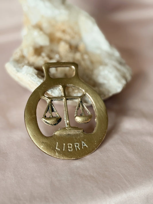 Vintage Brass Libra Medallion