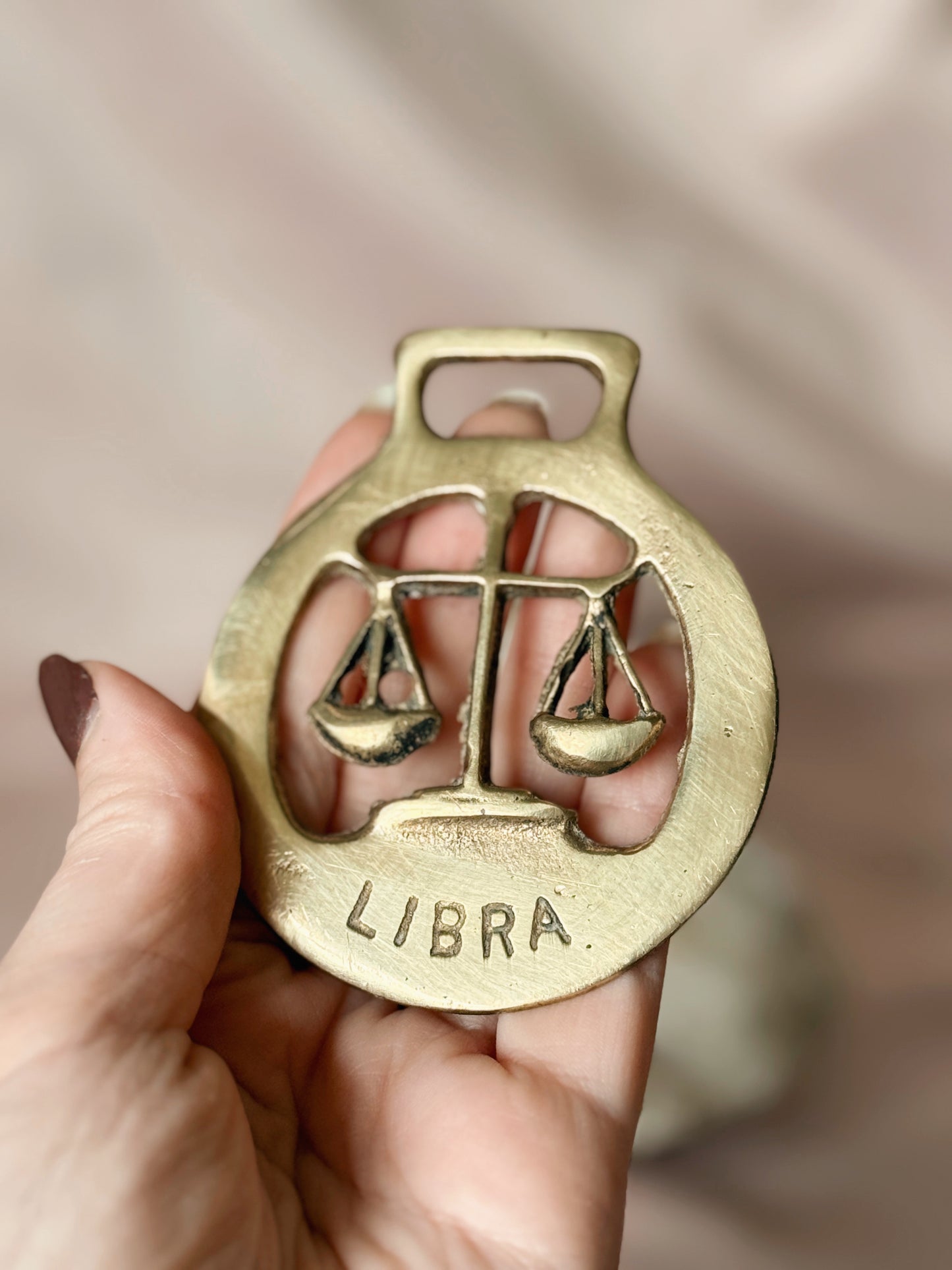 Vintage Brass Libra Medallion