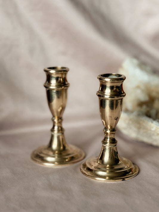 Vintage Brass Pair of Candlestick Holders