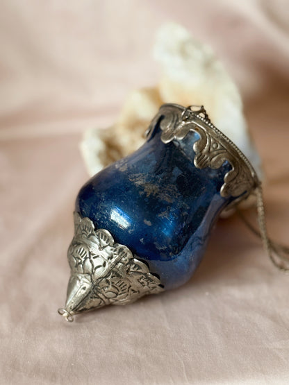 Vintage Blue Glass Hanging Lantern