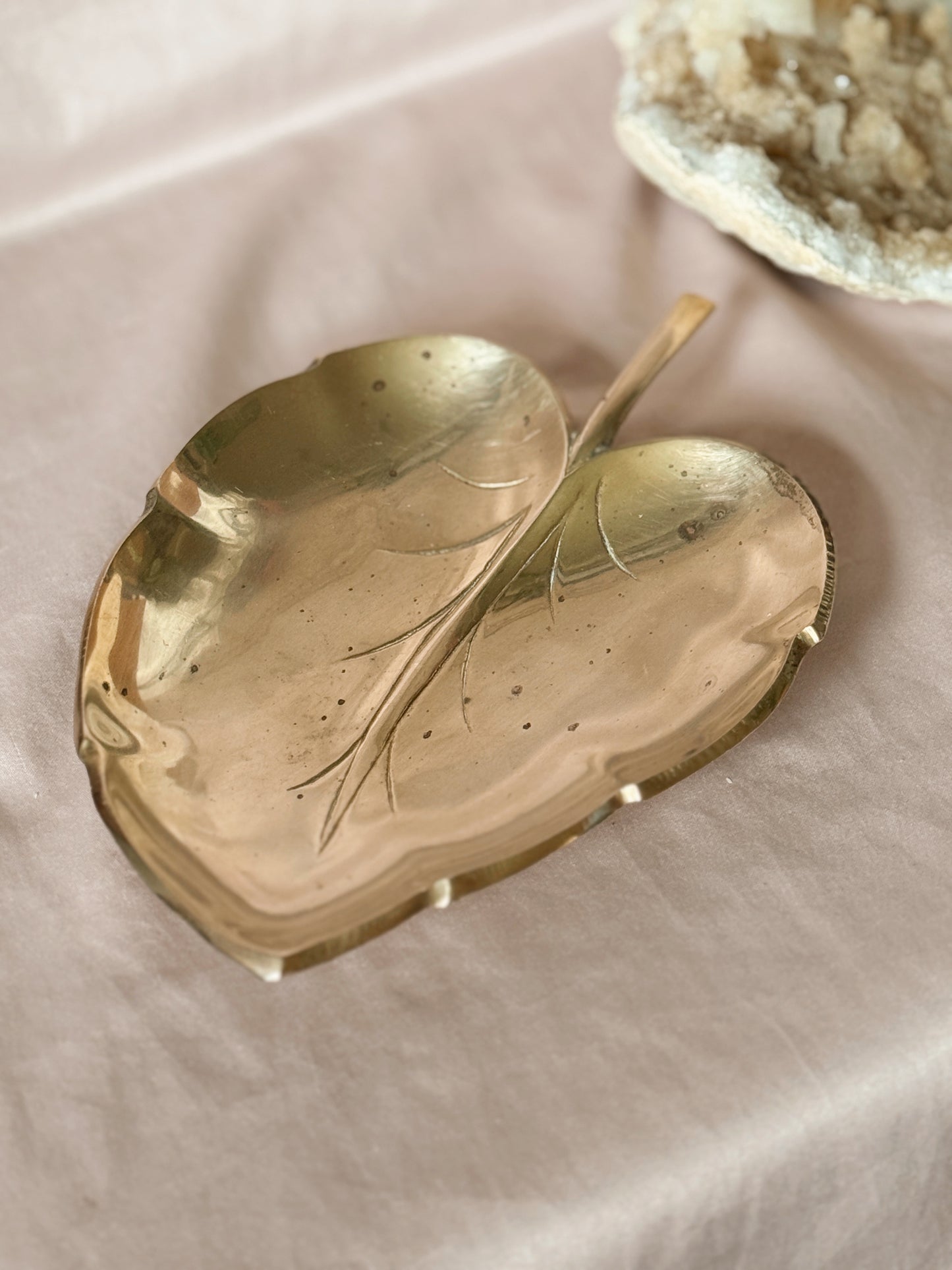 Vintage Large Brass Trinket Leaf Dish