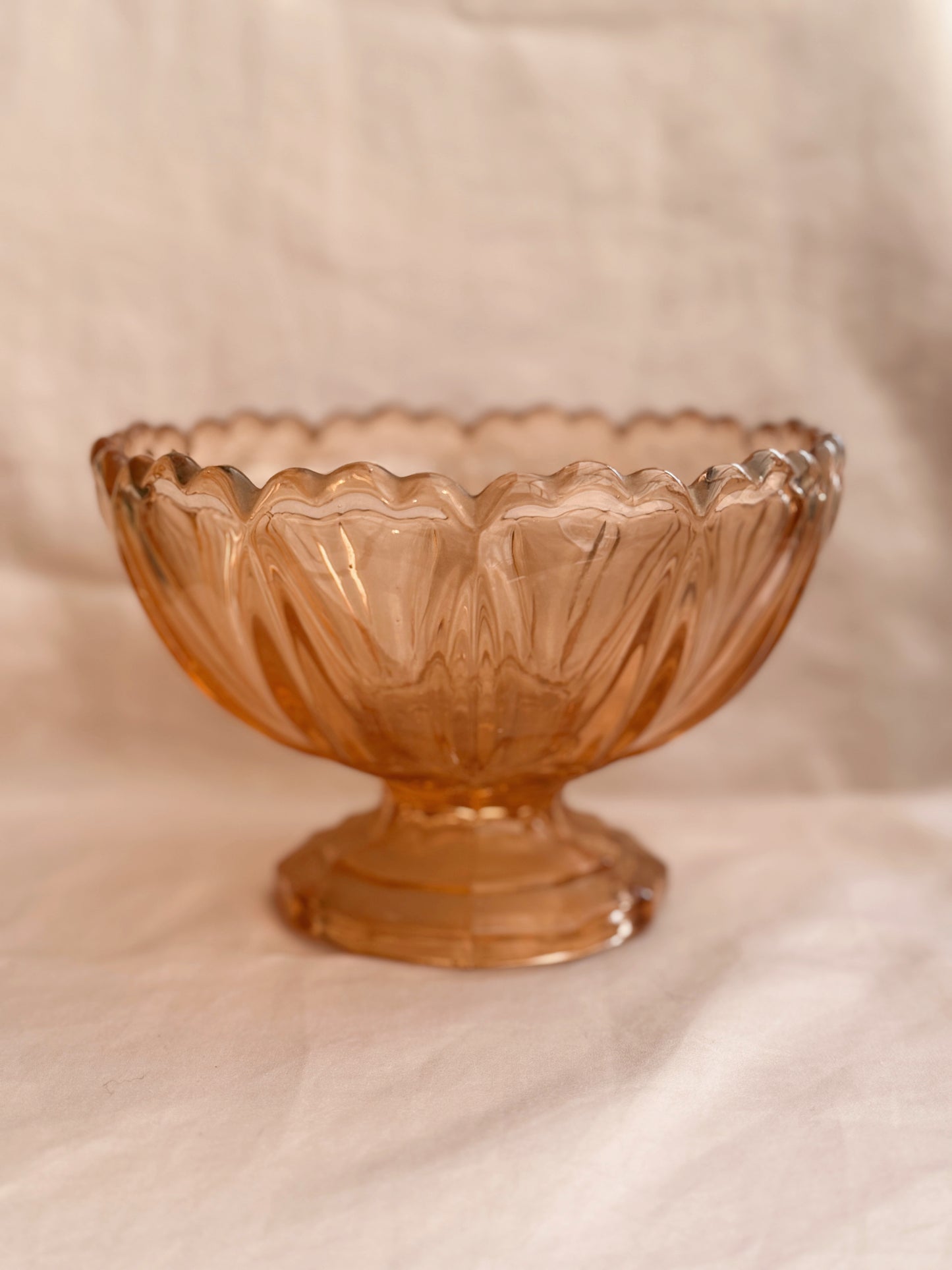 Vintage Large Pink Glass Pedestal Bowl (UK ONLY)