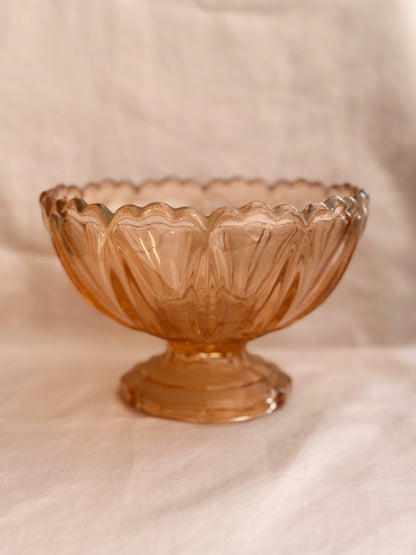 Vintage Large Pink Glass Pedestal Bowl (UK ONLY)