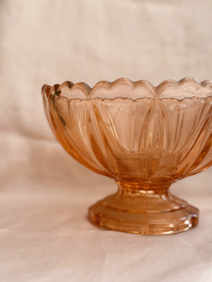Vintage Large Pink Glass Pedestal Bowl (UK ONLY)