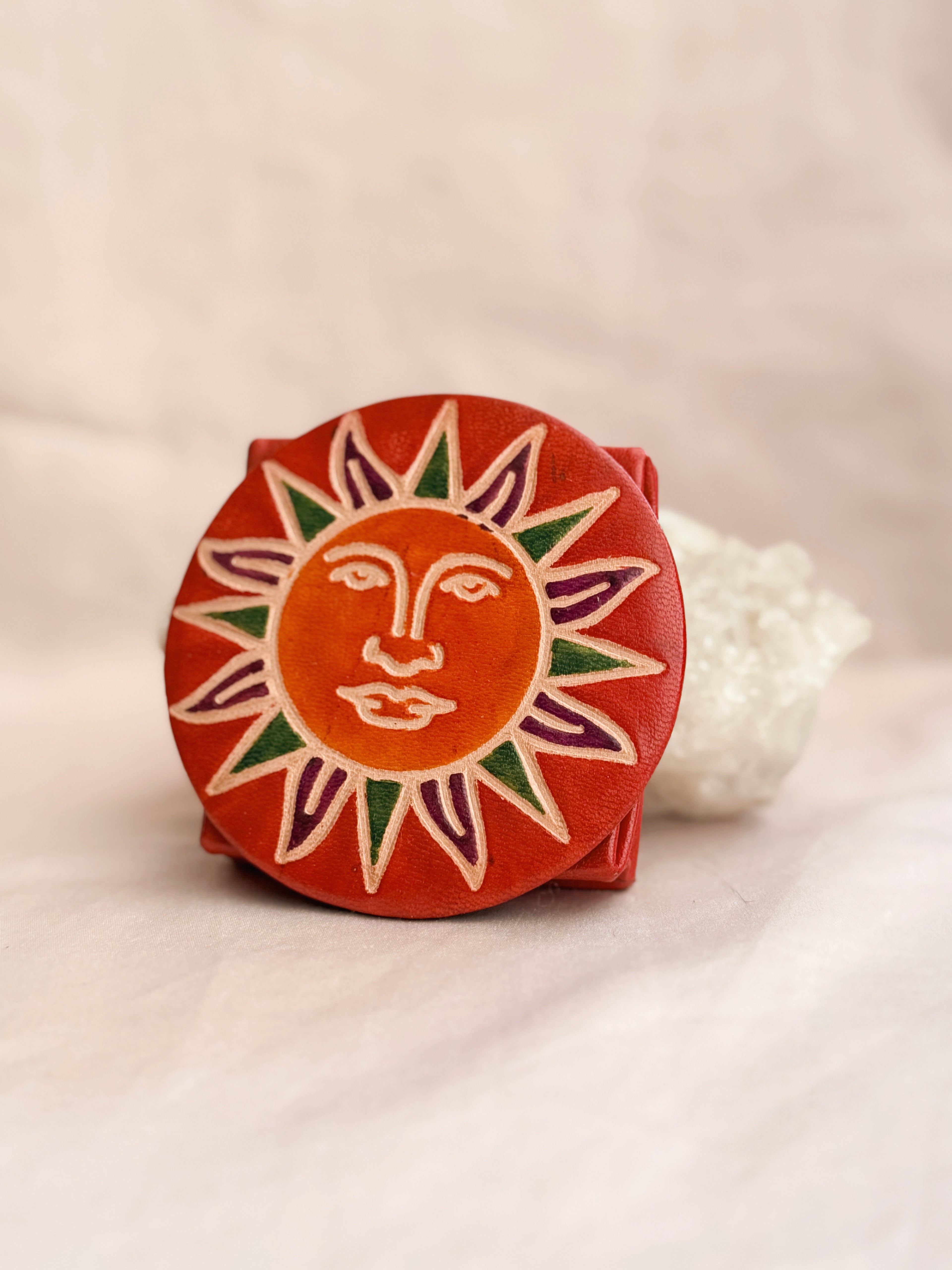 Vintage Leather Sun Folding Coin Purse