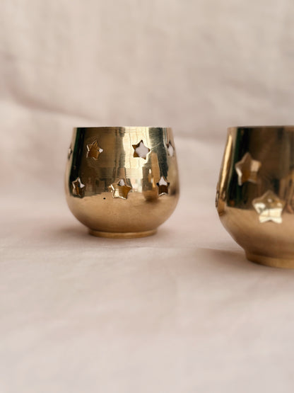 Vintage Brass Star Tealight Holder