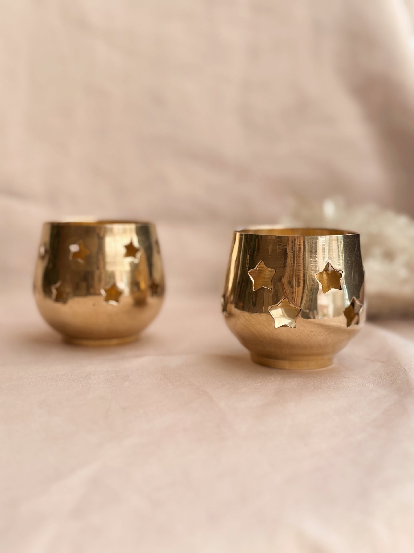 Vintage Brass Star Tealight Holder