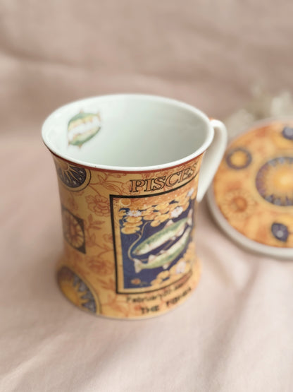 Vintage Pisces Cup + Coaster Set