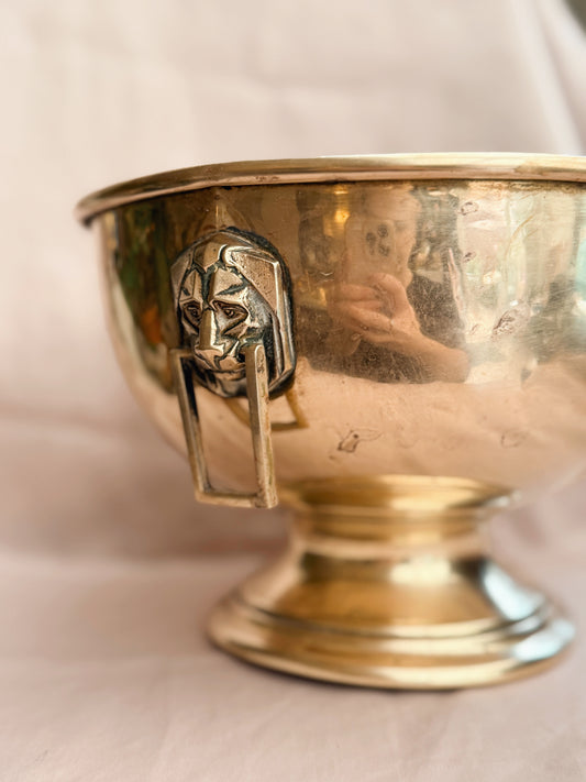 Vintage Brass Lion Cauldron Pot