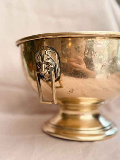 Vintage Brass Lion Cauldron Pot