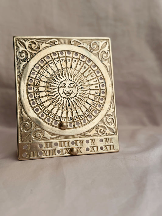 Vintage Brass Sun Perpetual Calendar