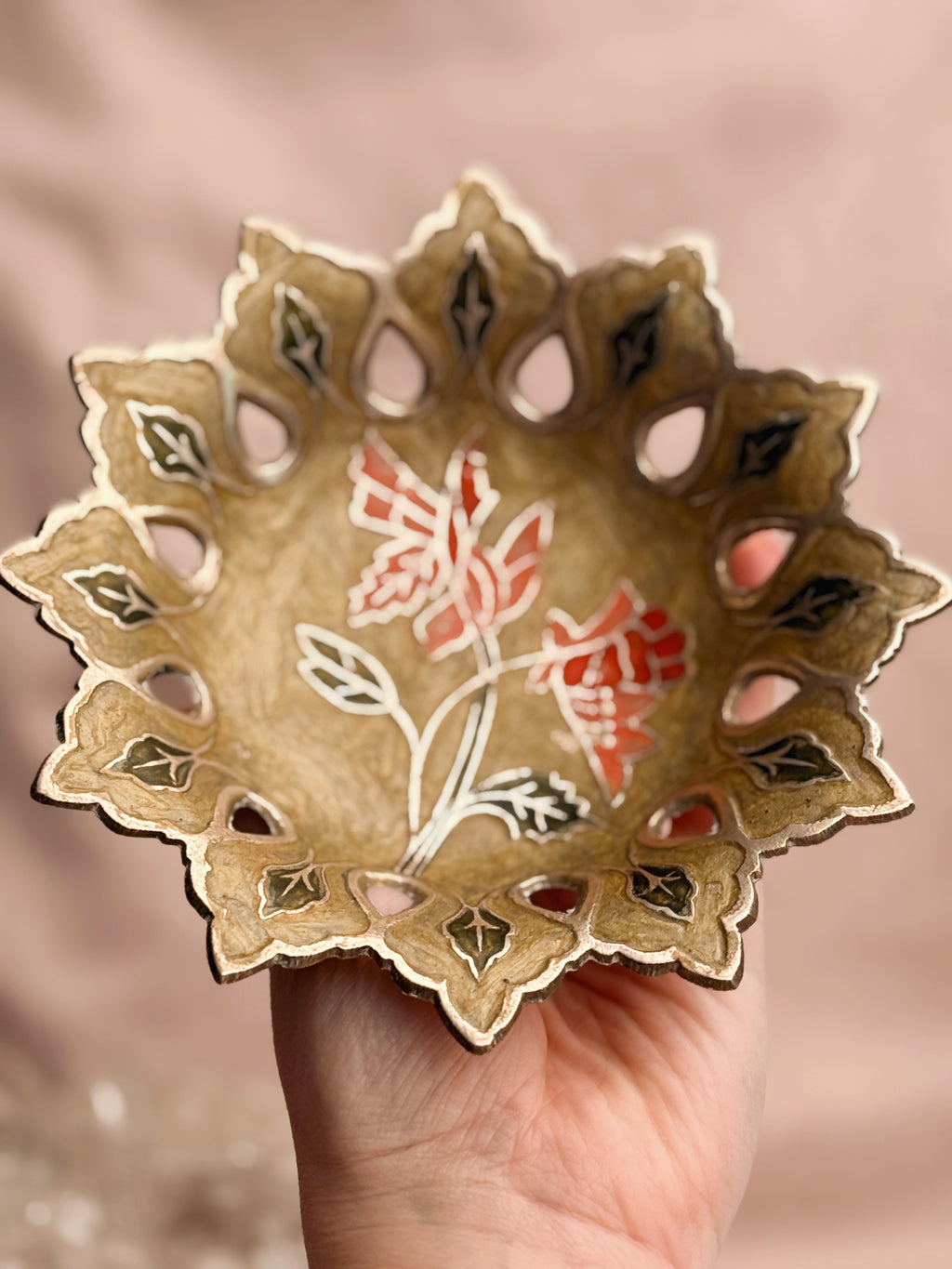 Vintage Brass + Enamel Trinket Bowl