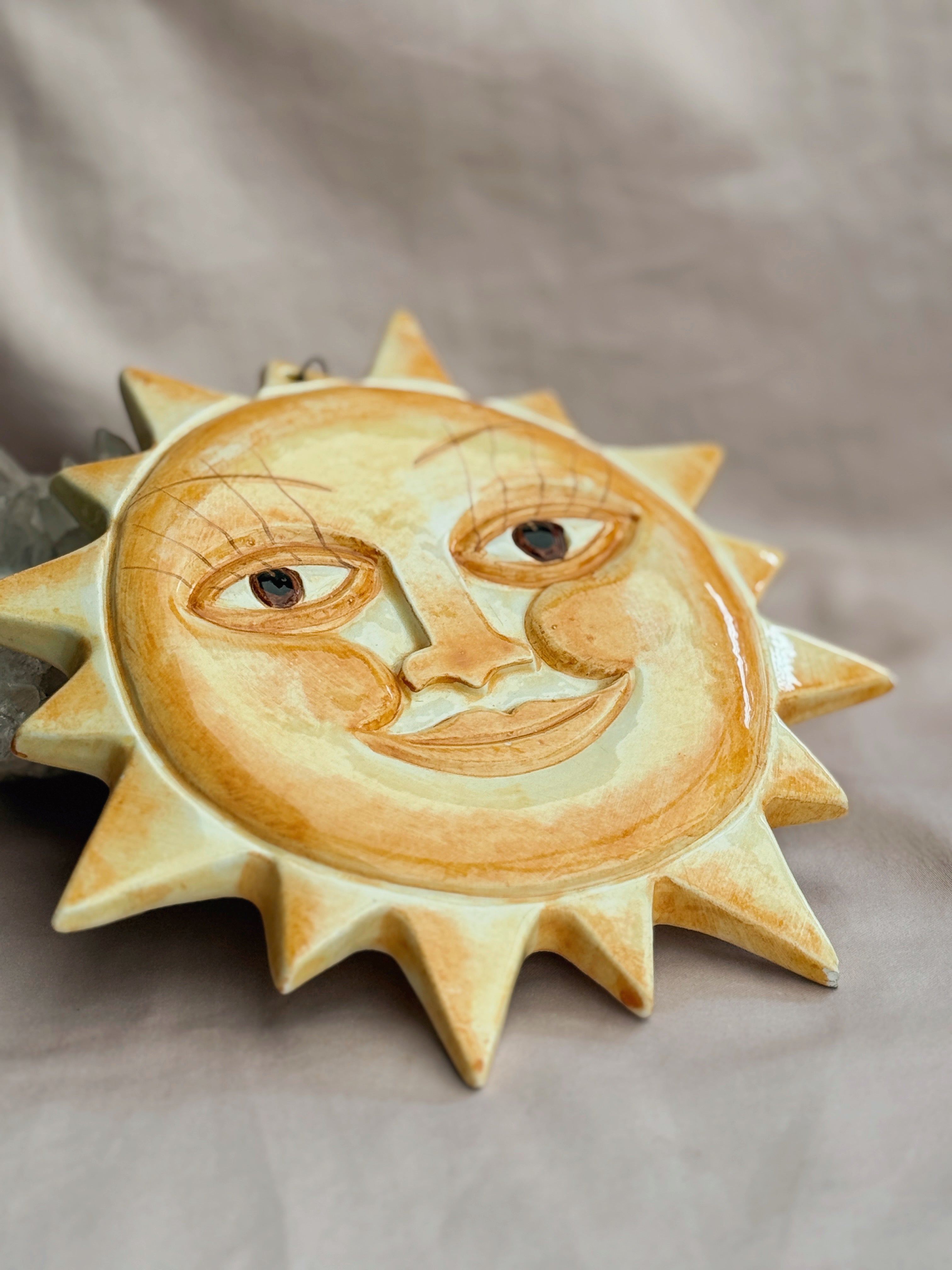 Vintage Italian Ceramic Sun Face