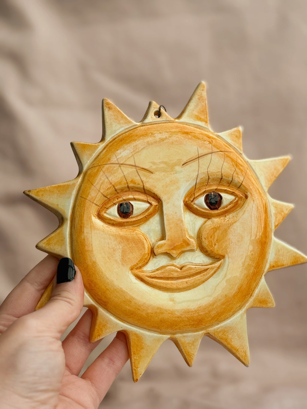 Vintage Italian Ceramic Sun Face