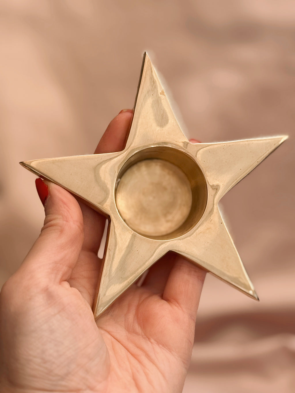 Vintage Brass Star Tealight Holder