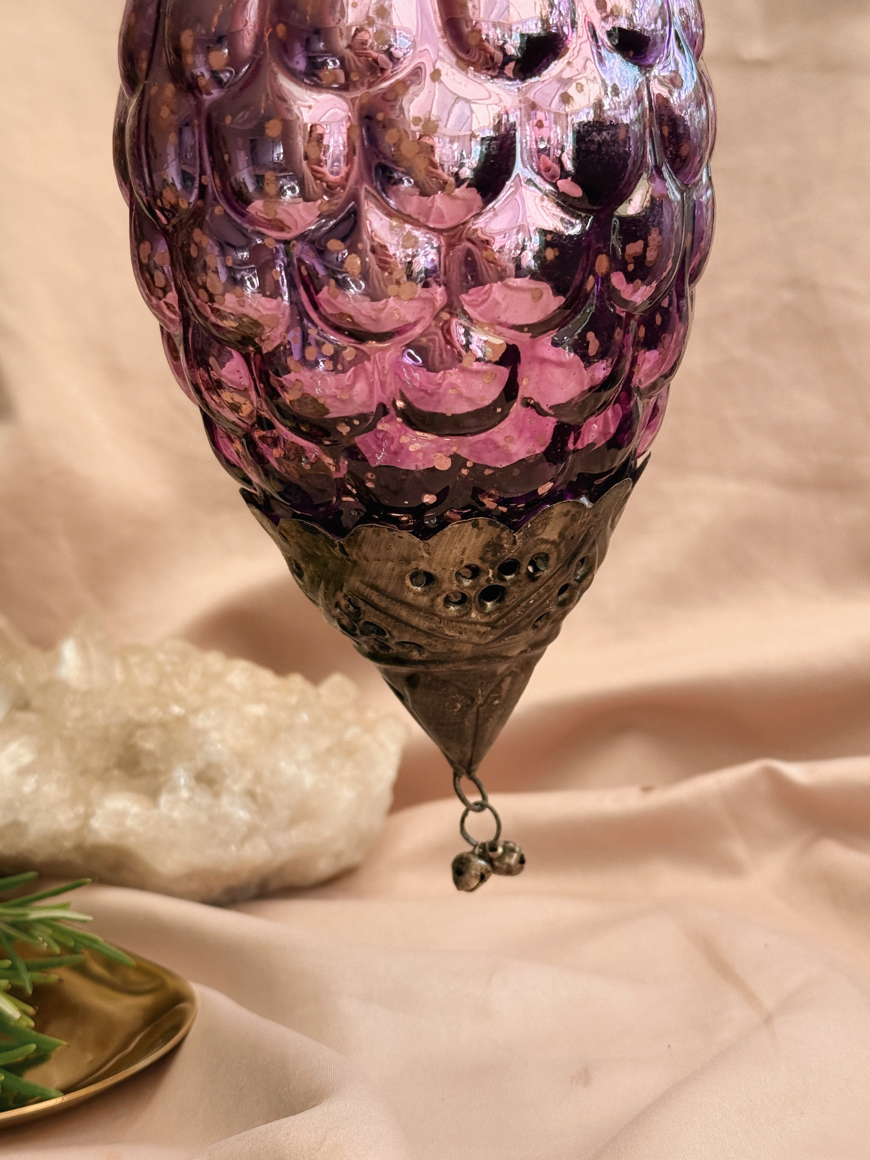 Vintage Purple Hanging Glass Lantern