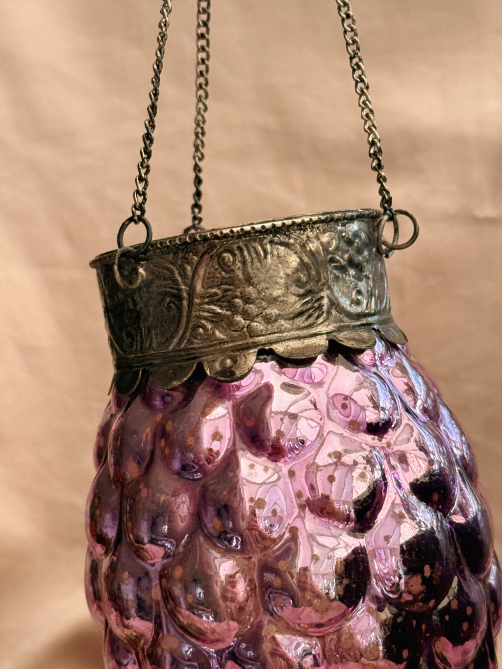 Vintage Purple Hanging Glass Lantern