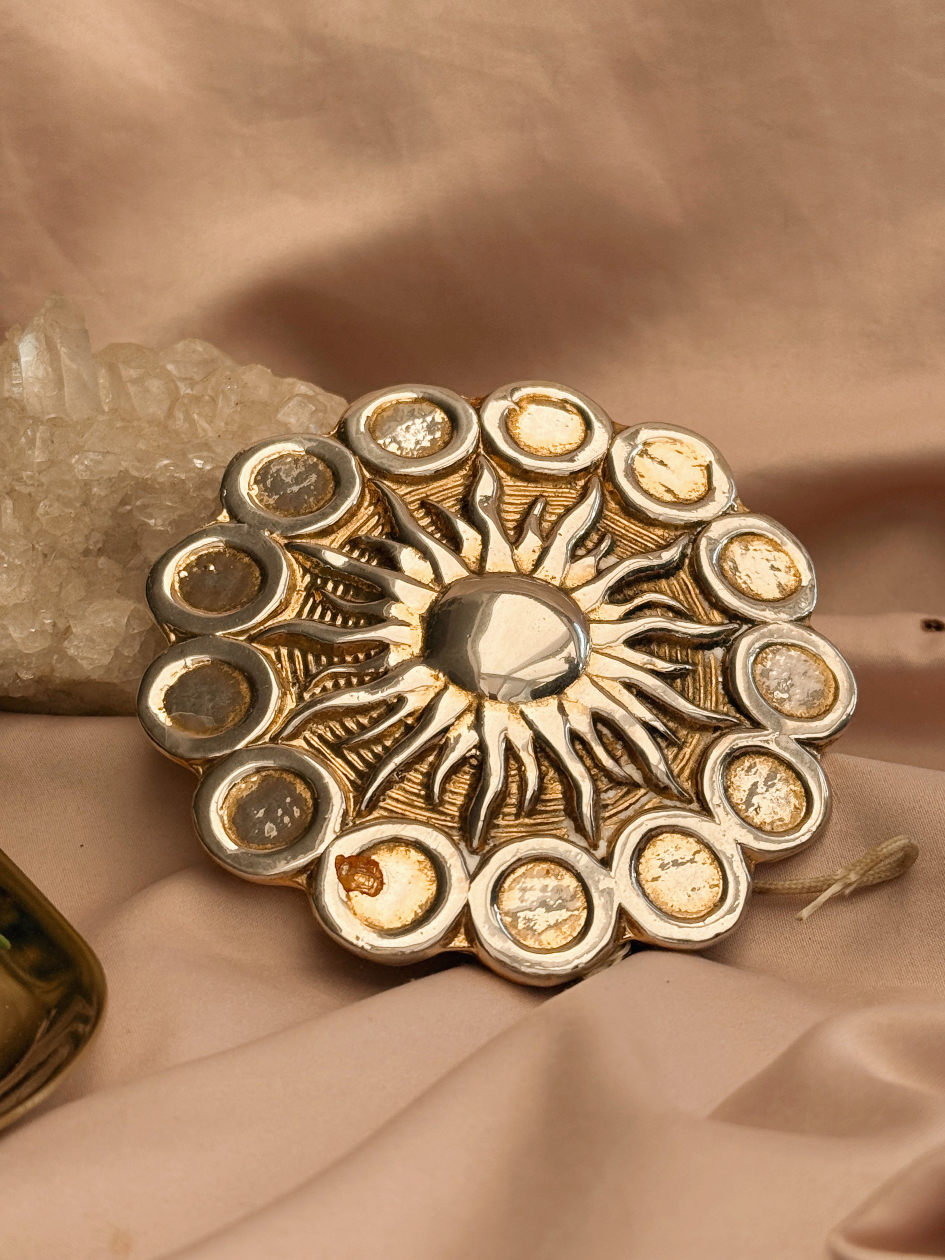 Vintage Brass Sun Belt Buckle