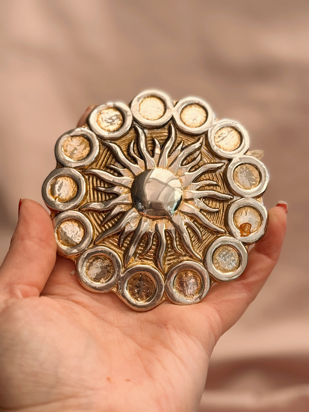 Vintage Brass Sun Belt Buckle