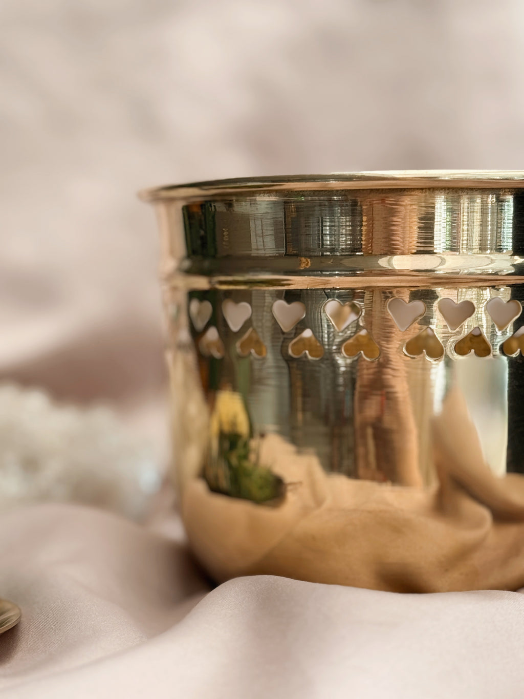 Vintage Brass Heart Plant Pot