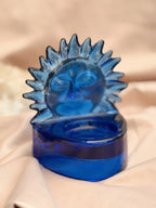 Vintage Blue Glass Sun Candle Holder