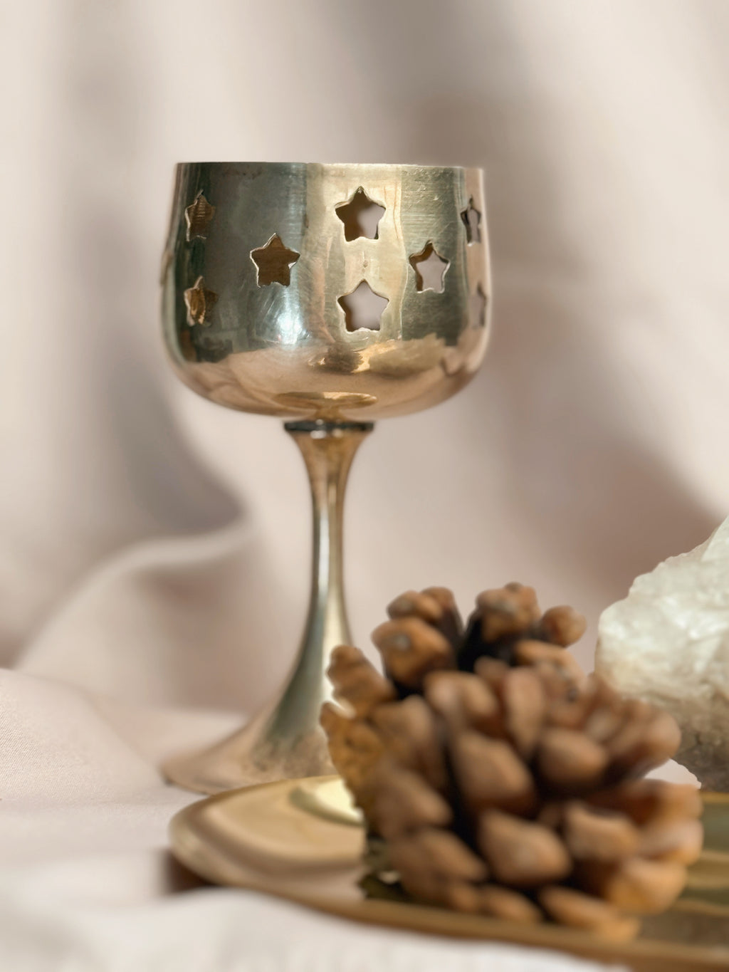 Vintage Brass Star Tealight Candle Holder