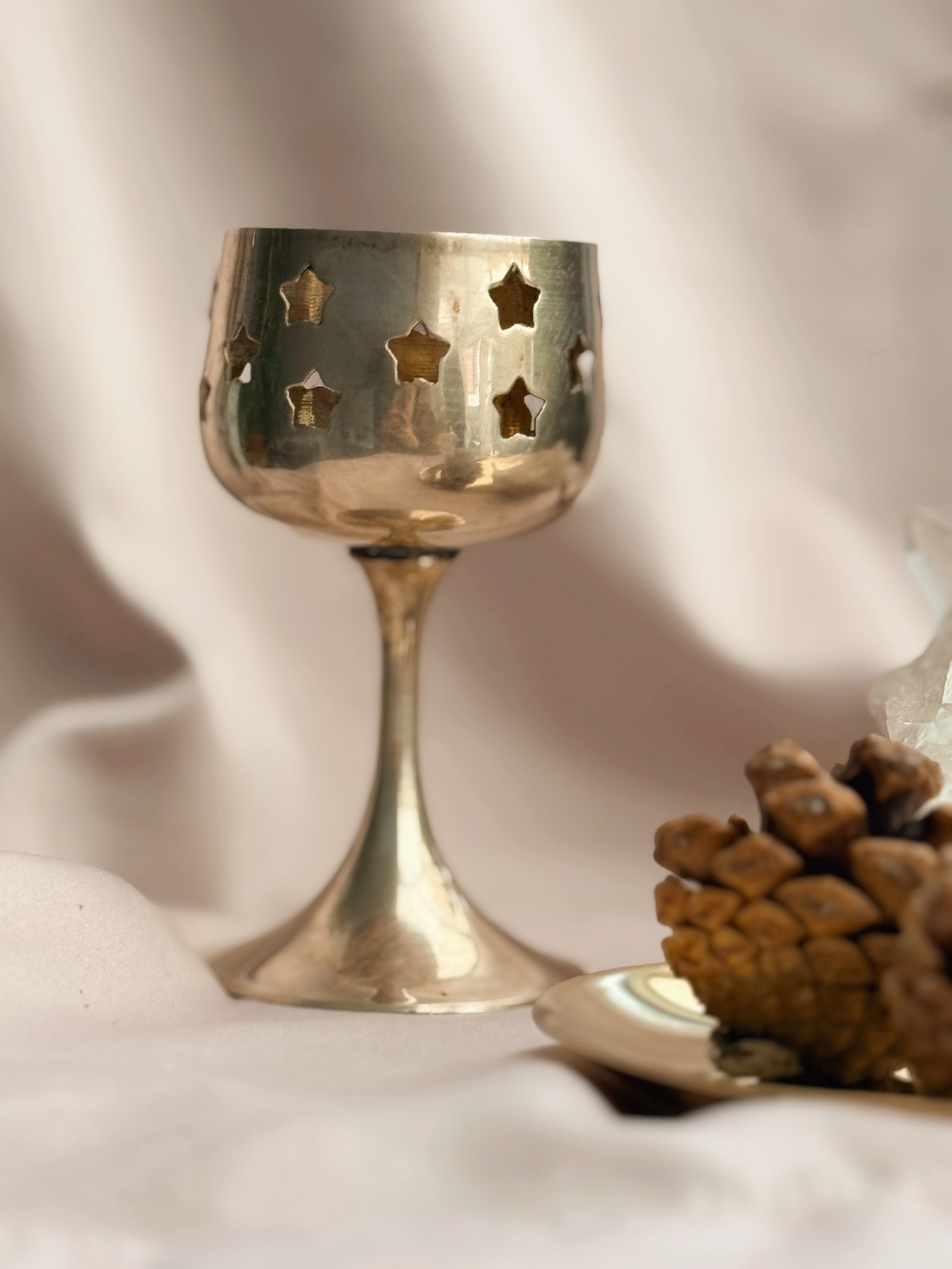 Vintage Brass Star Tealight Candle Holder