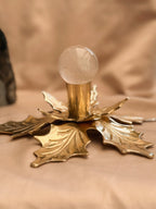 Vintage Large Brass Holly Candlestick Holder