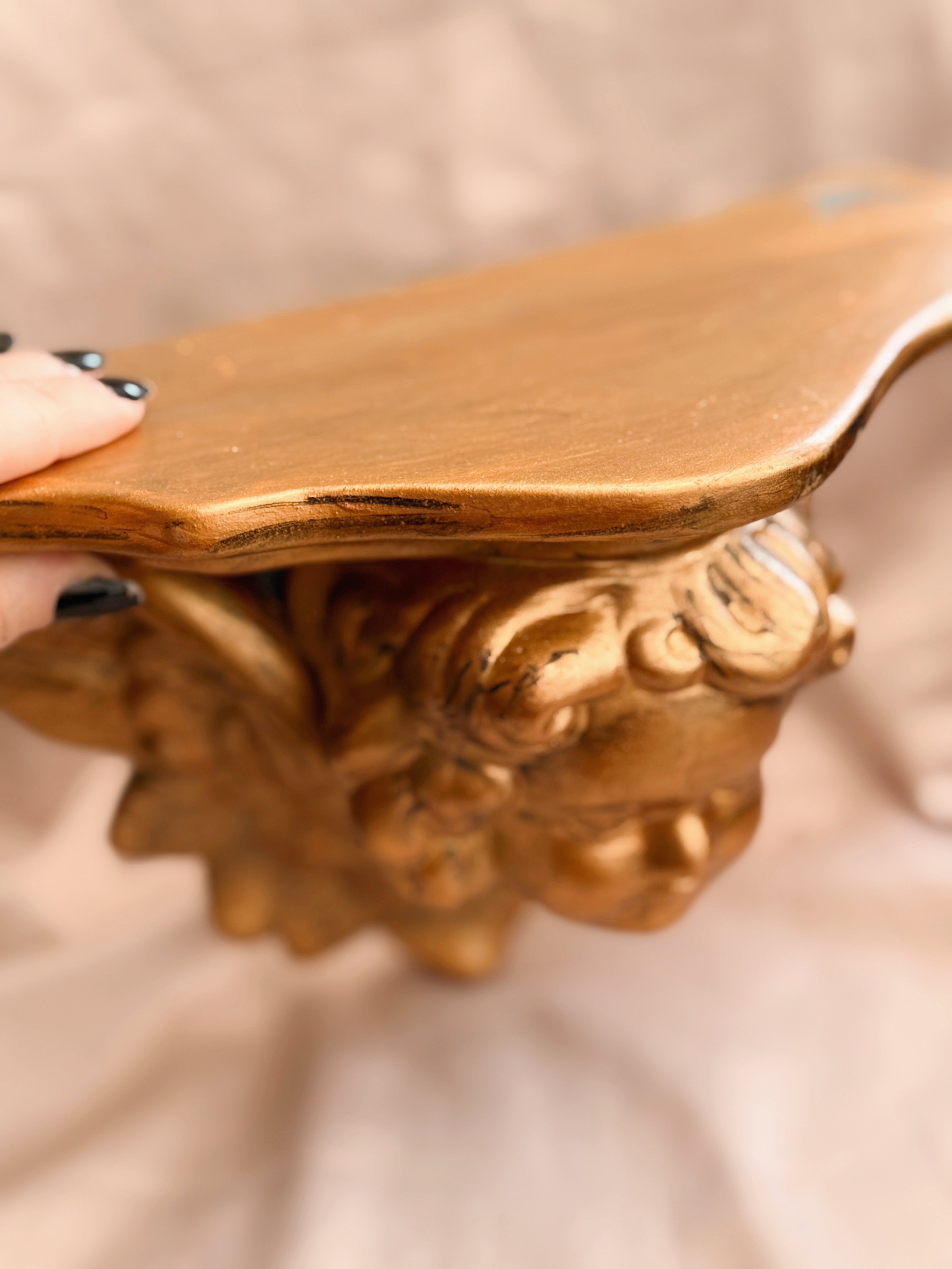 Vintage Plaster Cherub Wall Shelf