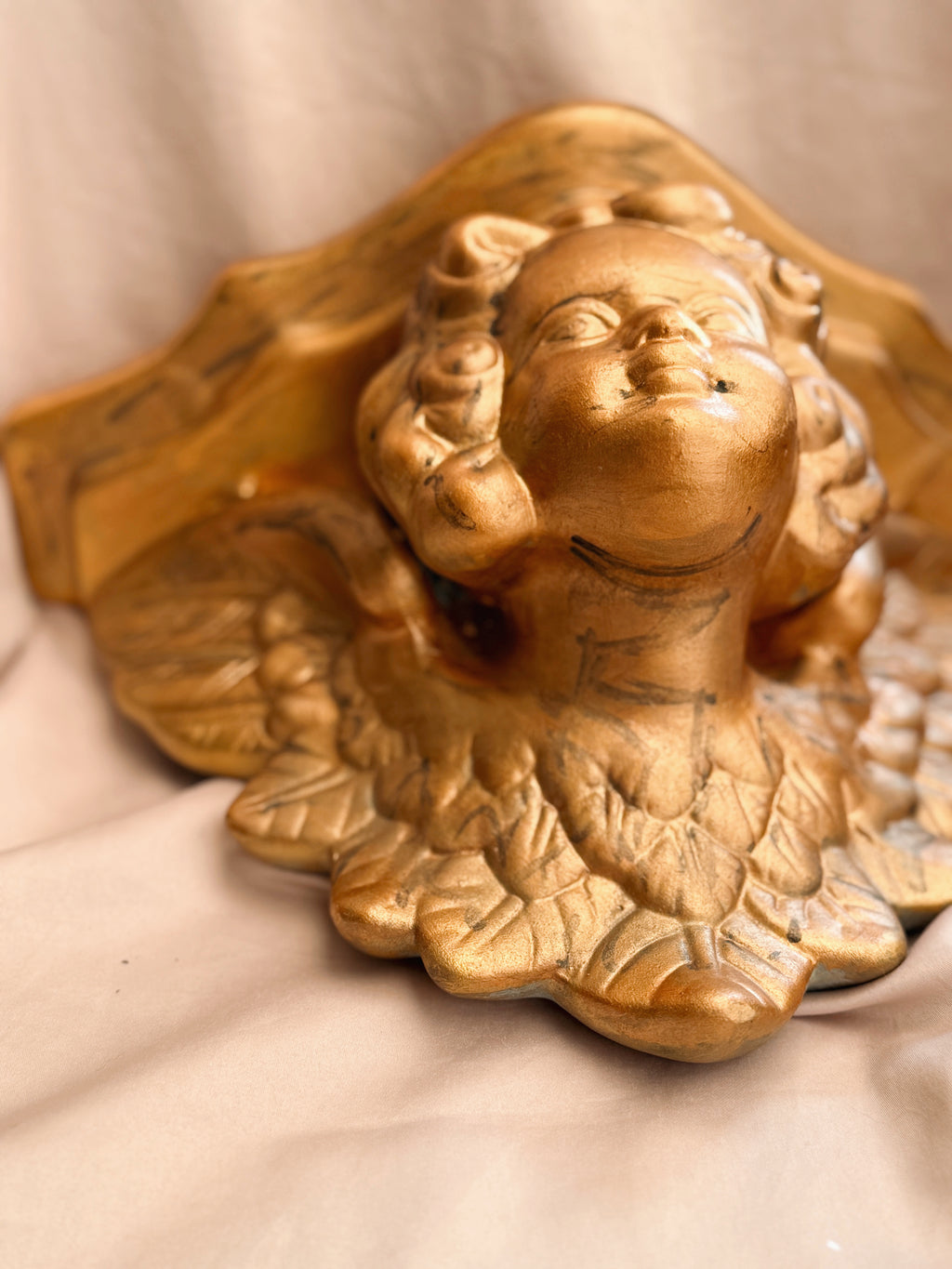 Vintage Plaster Cherub Wall Shelf