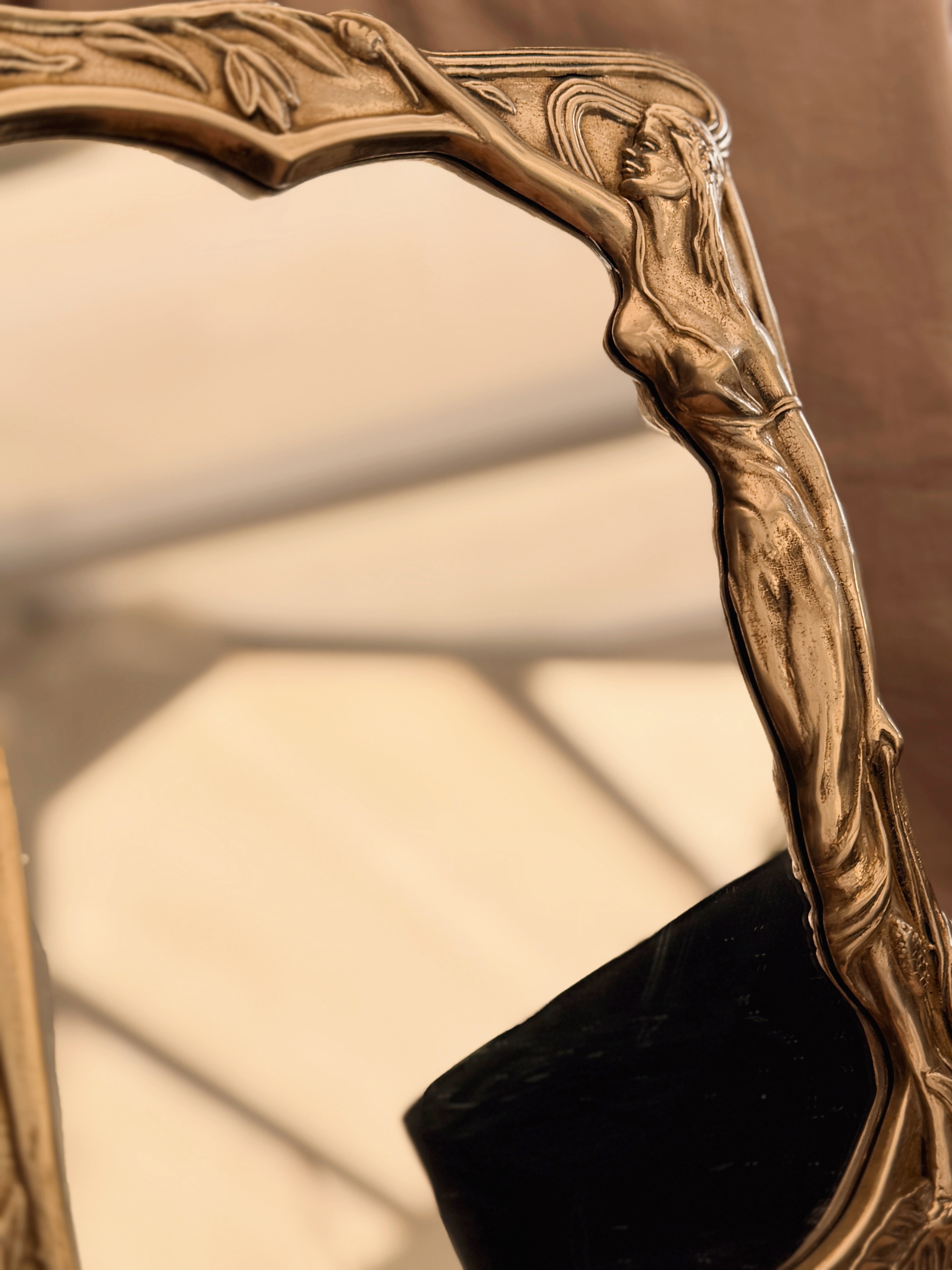 Vintage Brass Art Nouveau Mirror (UK ONLY)