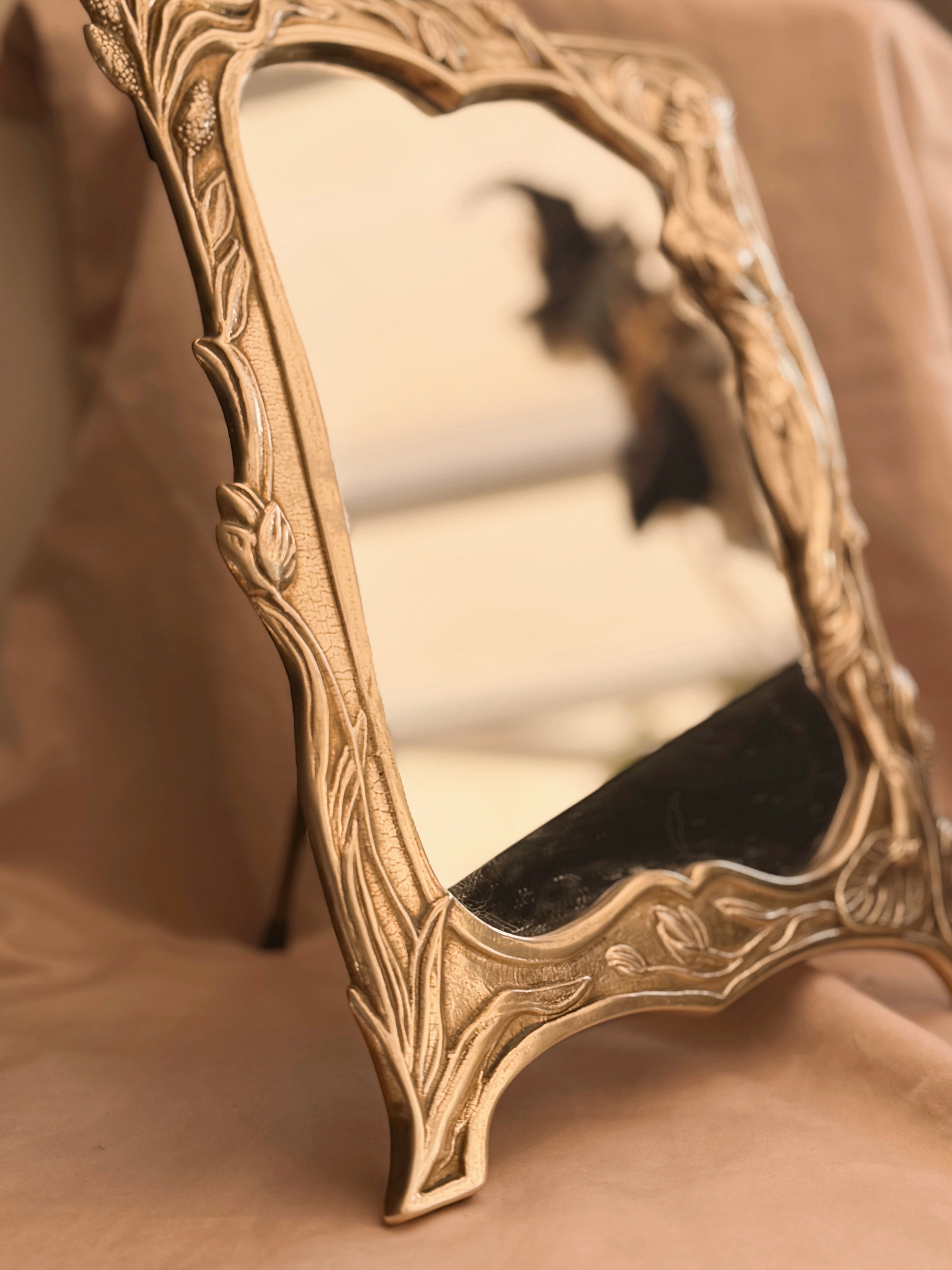 Vintage Brass Art Nouveau Mirror (UK ONLY)