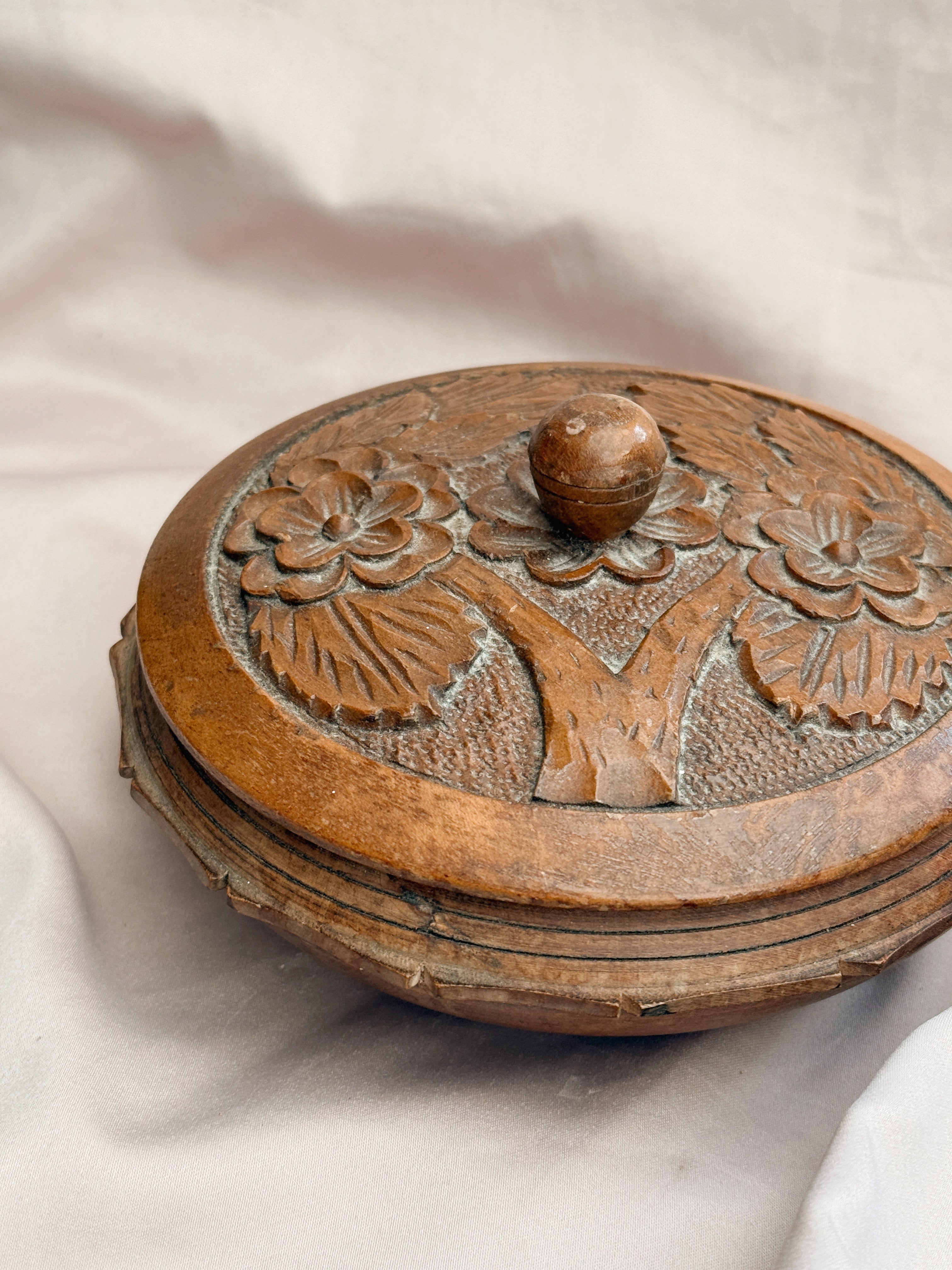 Vintage Carved Wooden Box