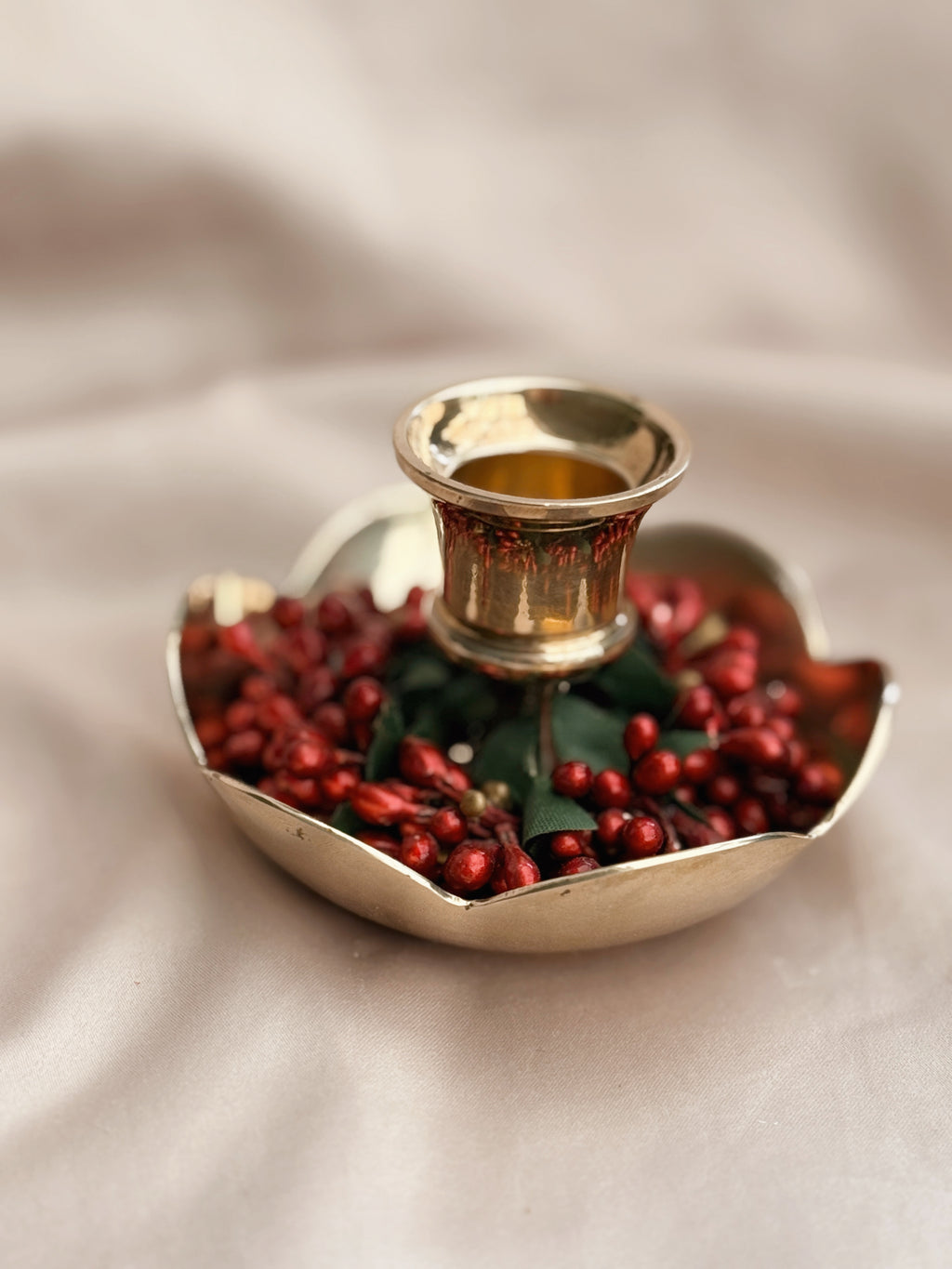 Vintage Brass Scallop Candlestick Holder