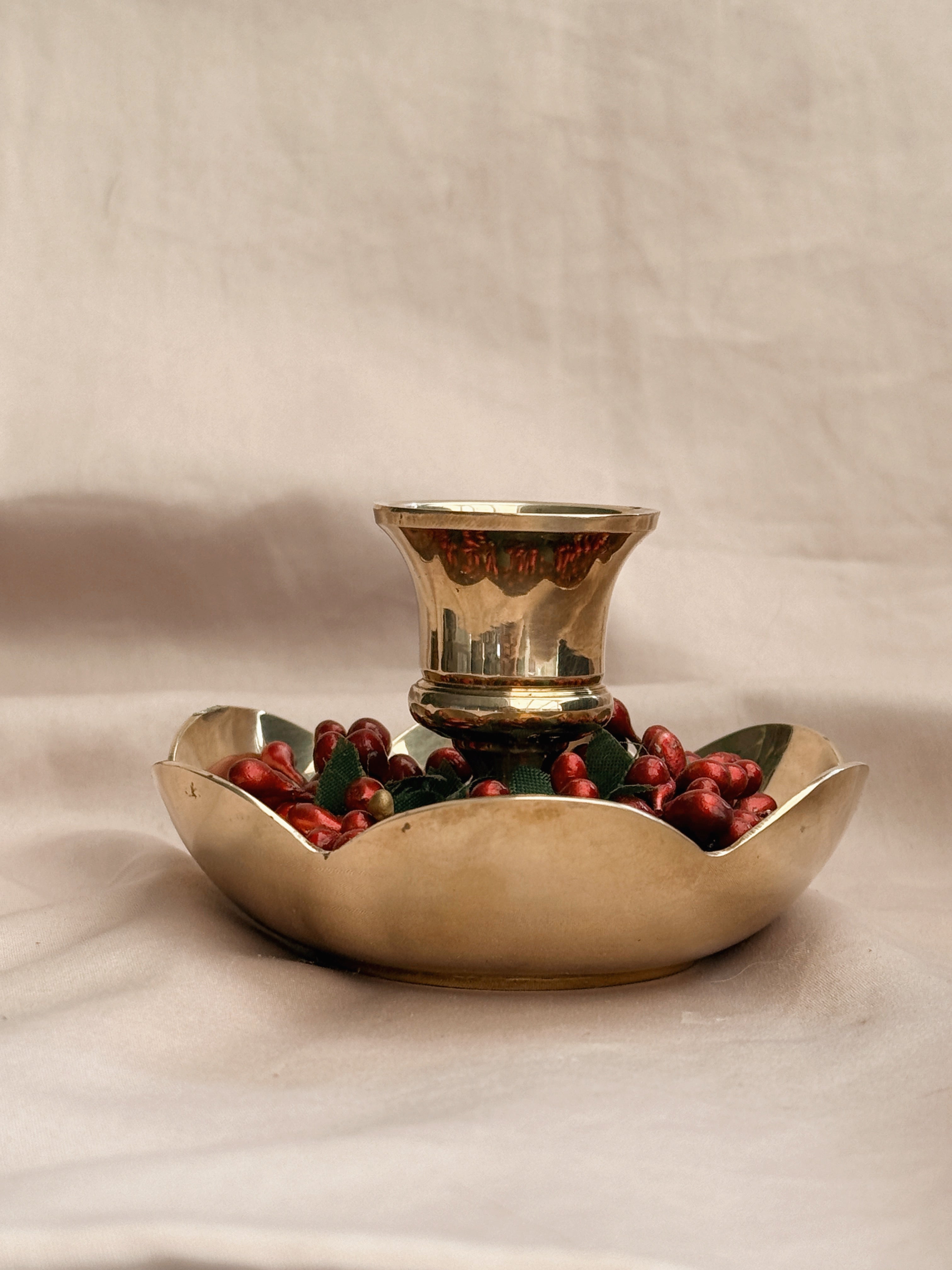 Vintage Brass Scallop Candlestick Holder