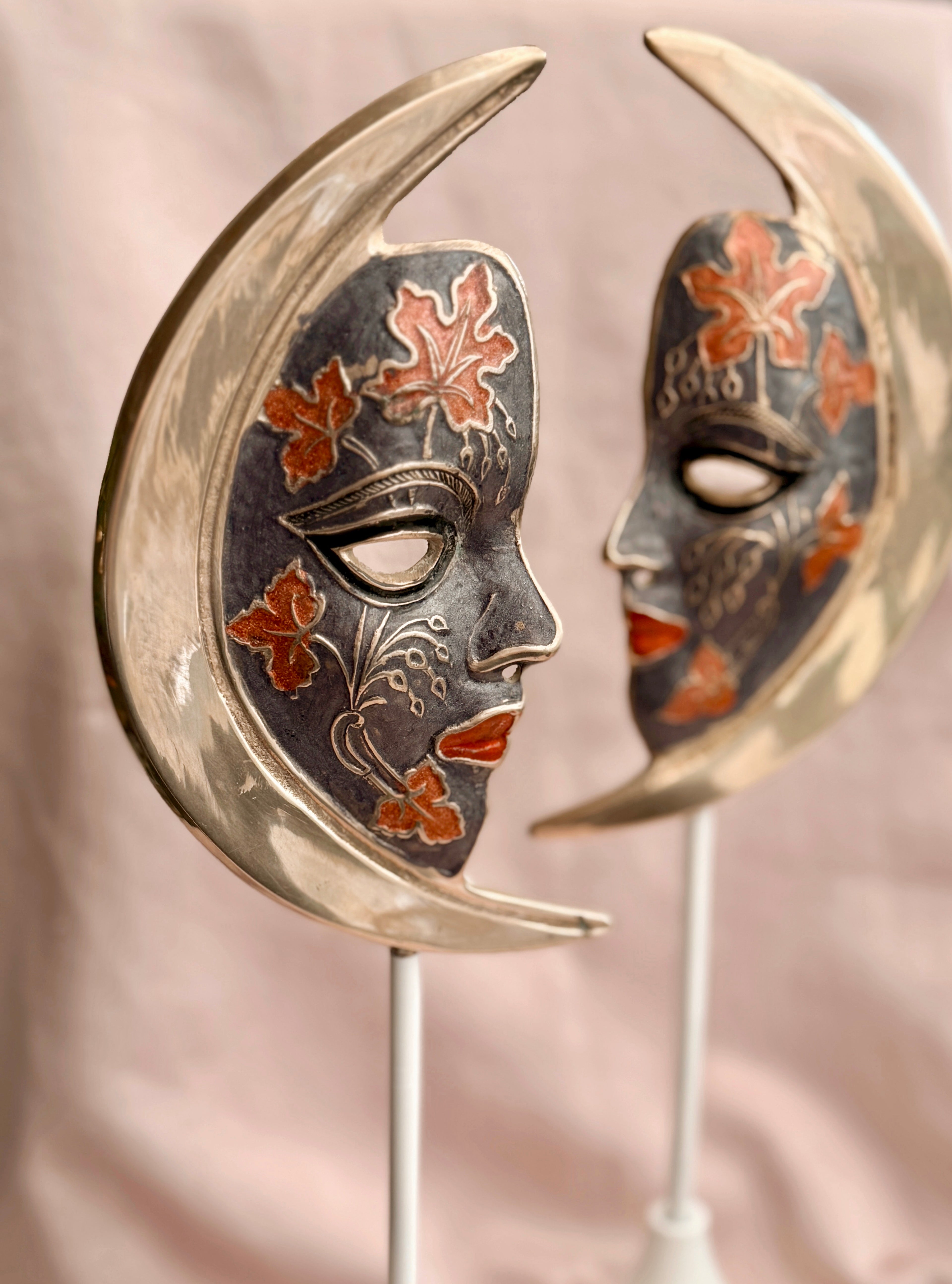 Vintage Pair of Moon Face Stands