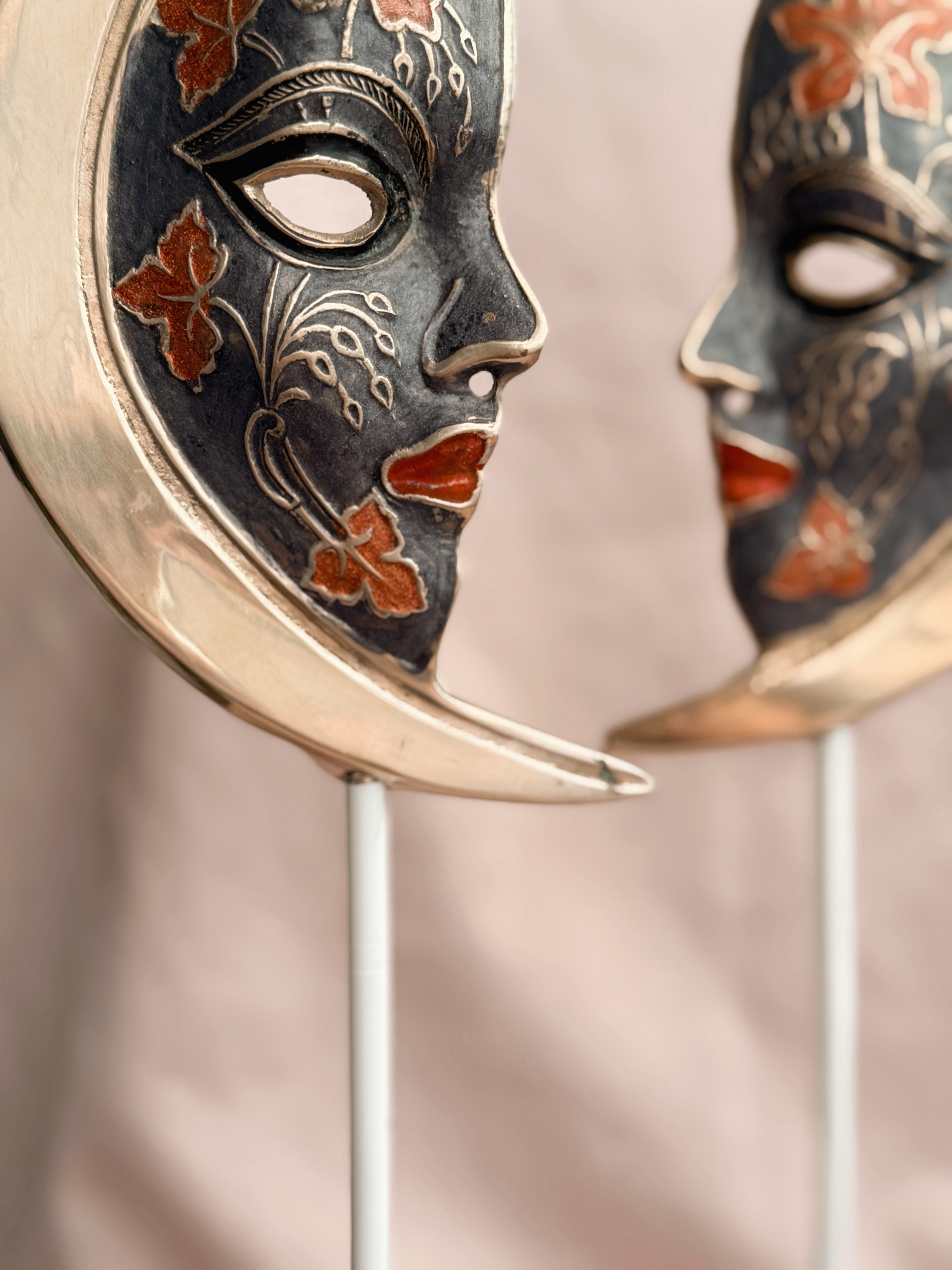 Vintage Pair of Moon Face Stands