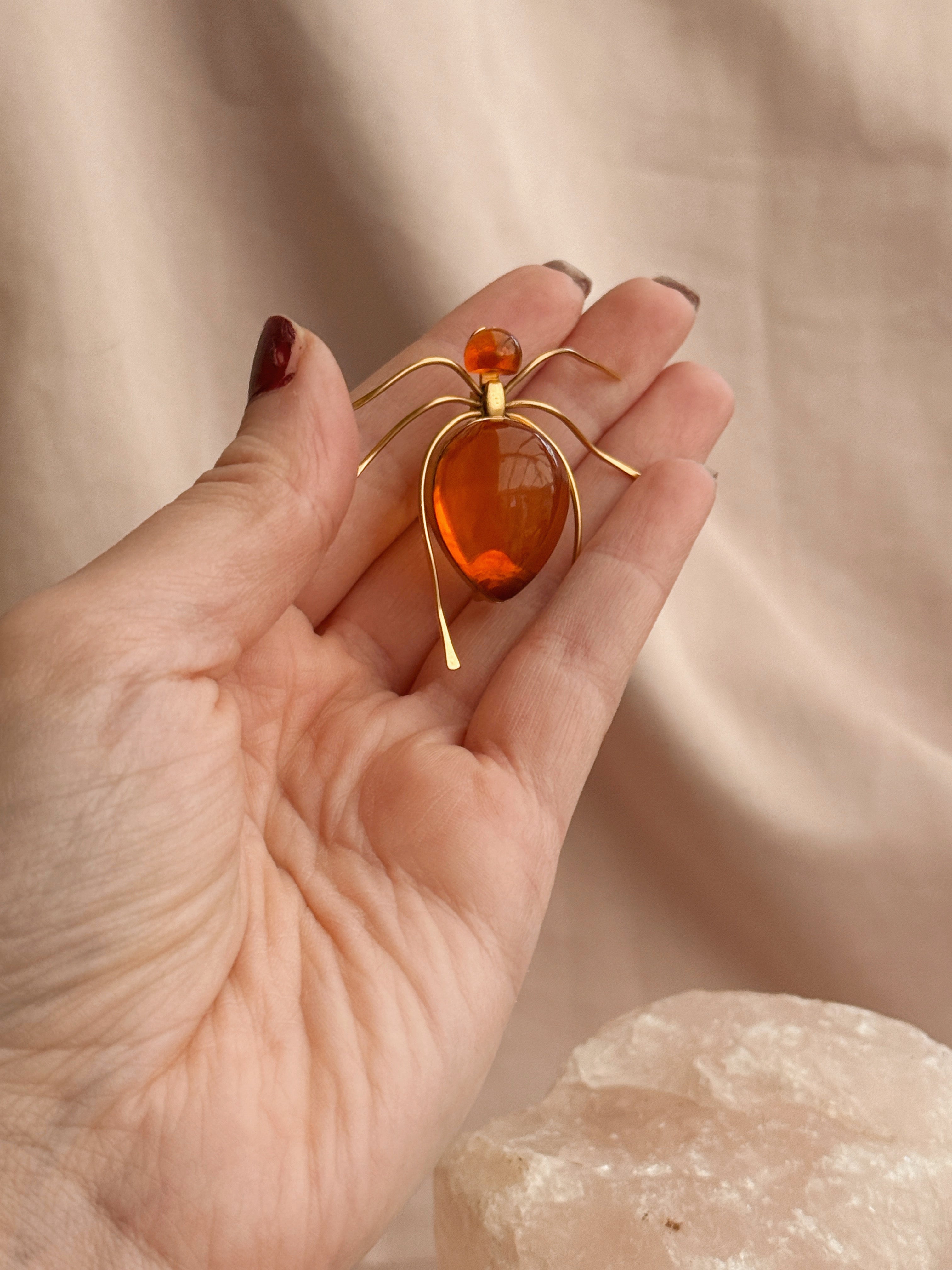 Vintage Baltic Amber Spider Brooch