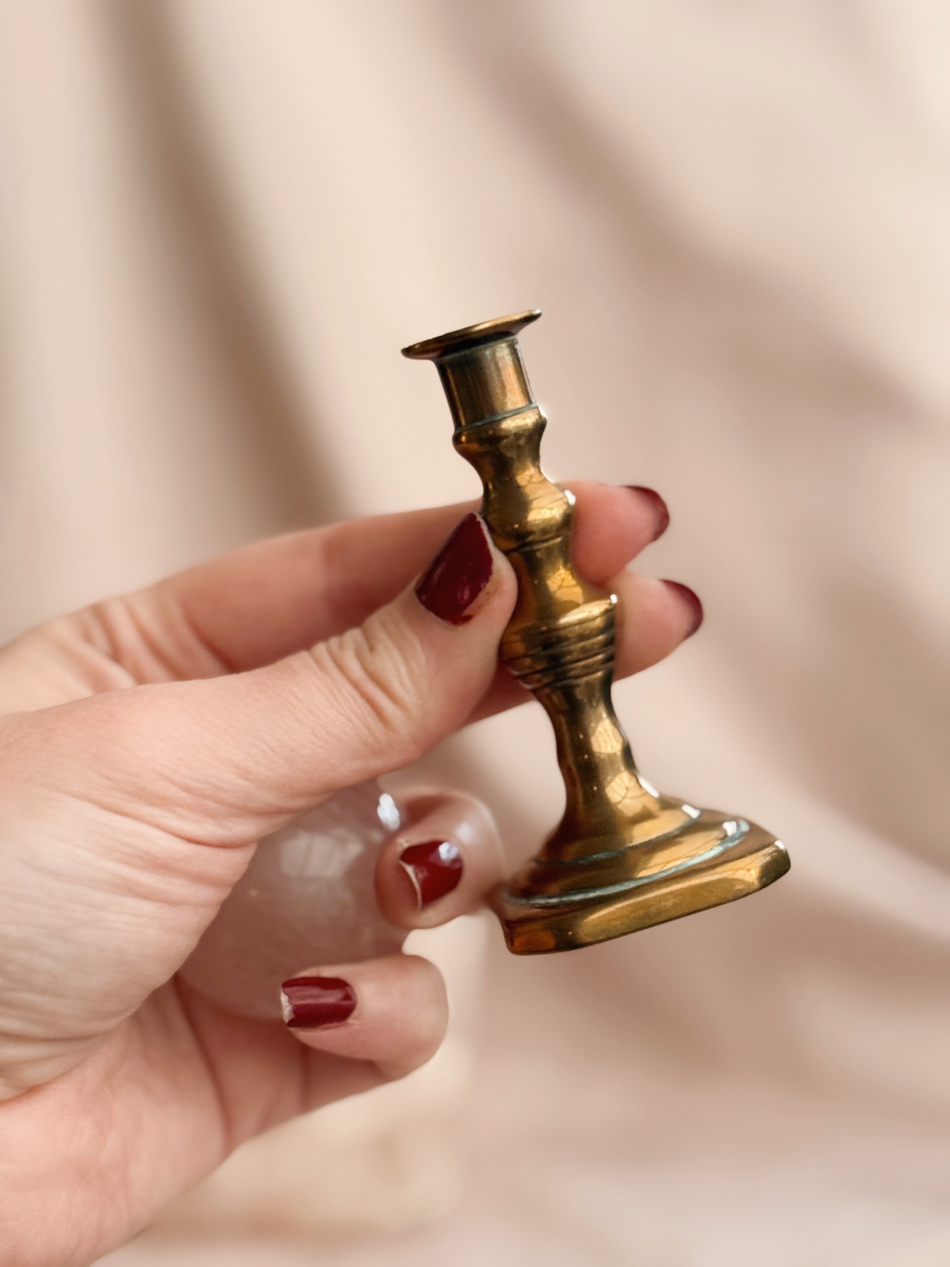 Vintage Brass Mini Candlestick Holder