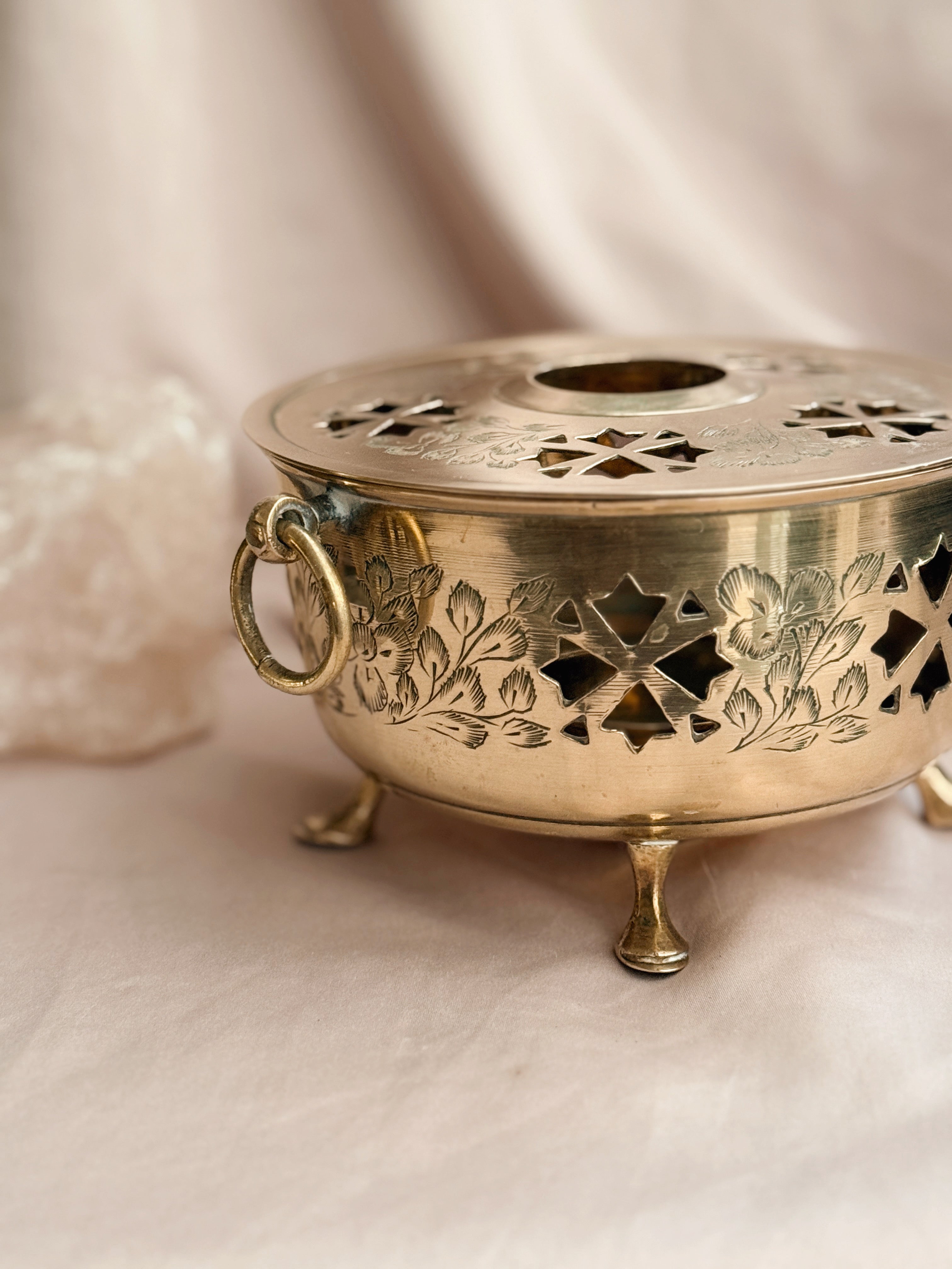 Vintage Brass Candle Holder + Incense Burner