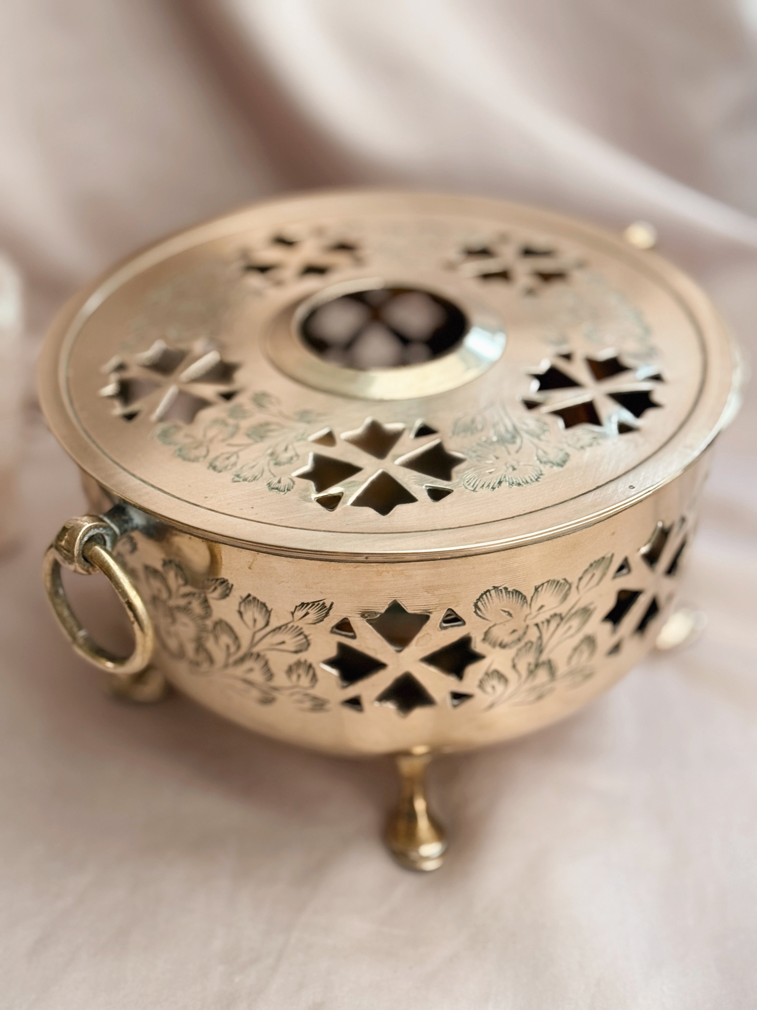 Vintage Brass Candle Holder + Incense Burner