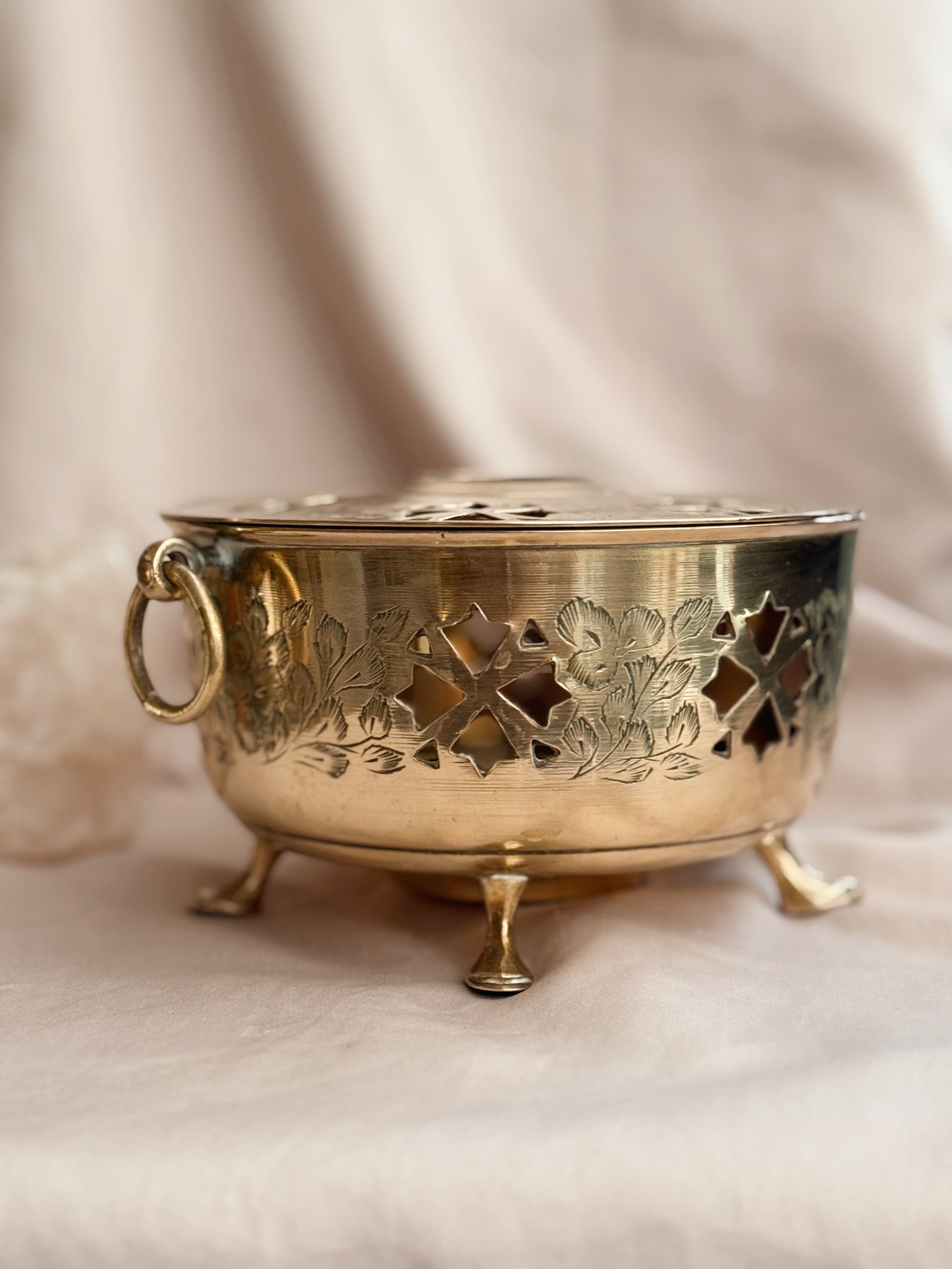 Vintage Brass Candle Holder + Incense Burner