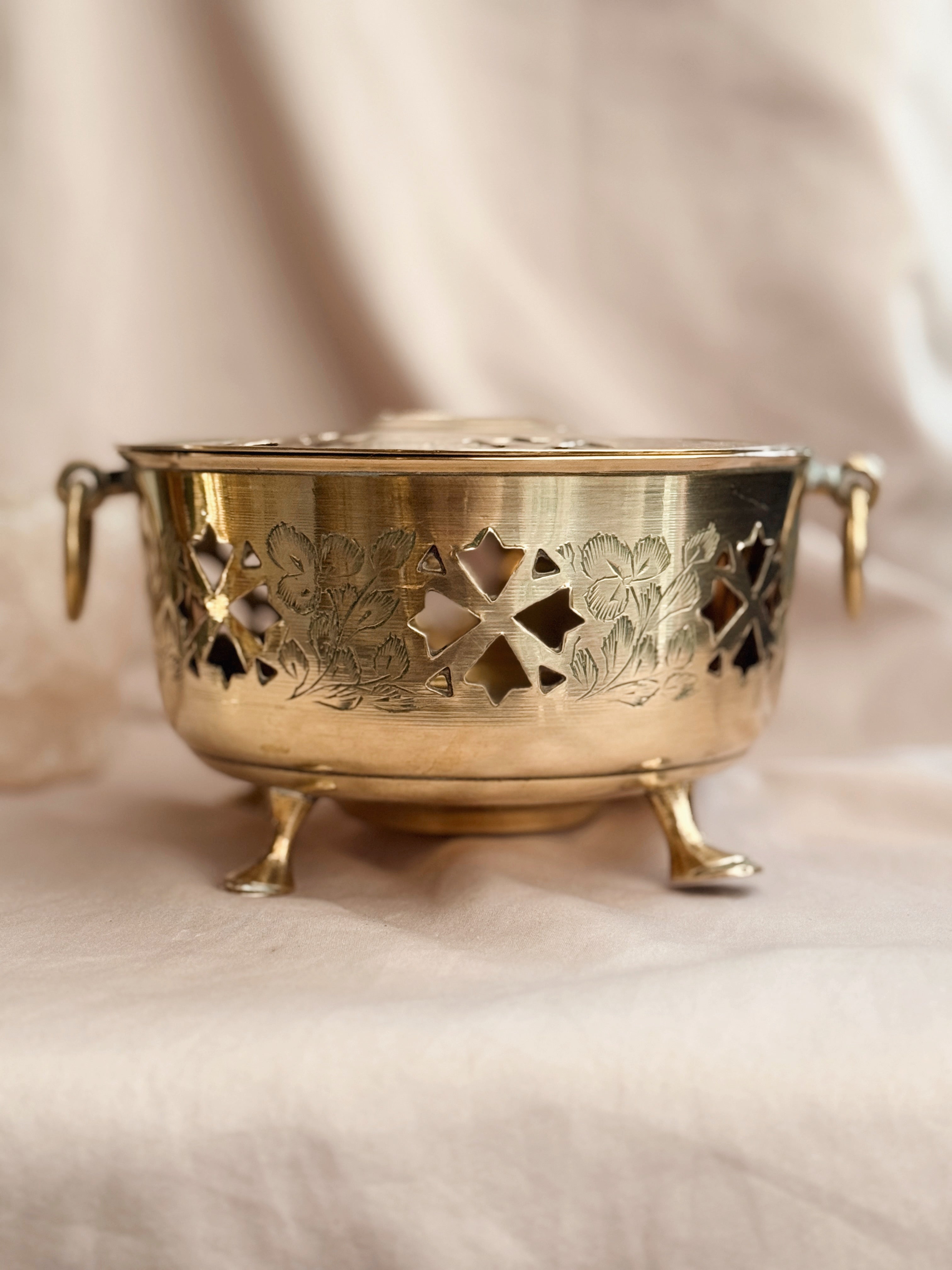 Vintage Brass Candle Holder + Incense Burner