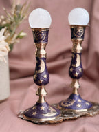 Vintage Brass Celestial Candlestick Holders